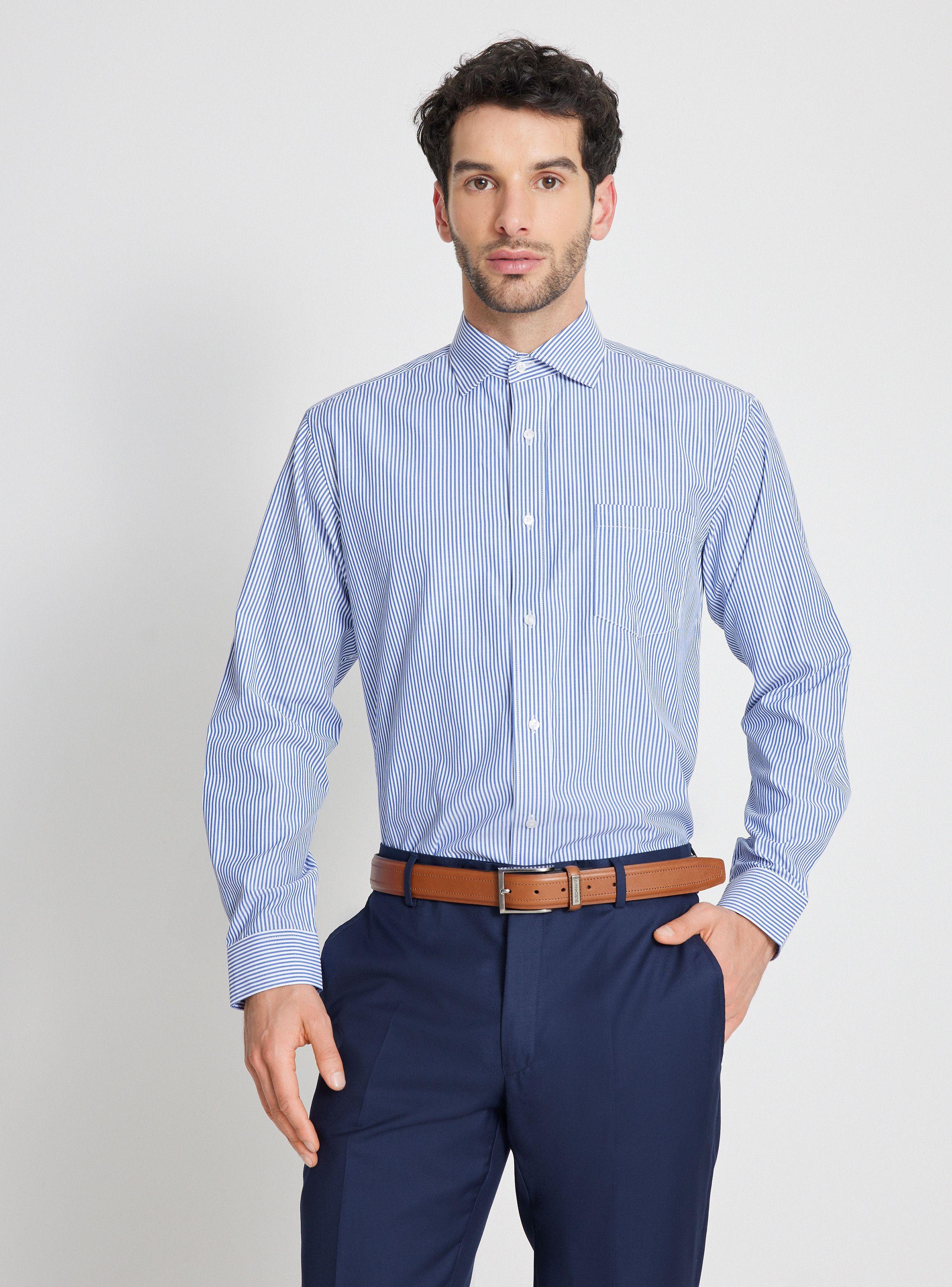 Camisa de Vestir Formal Listada  Semi Slim-0