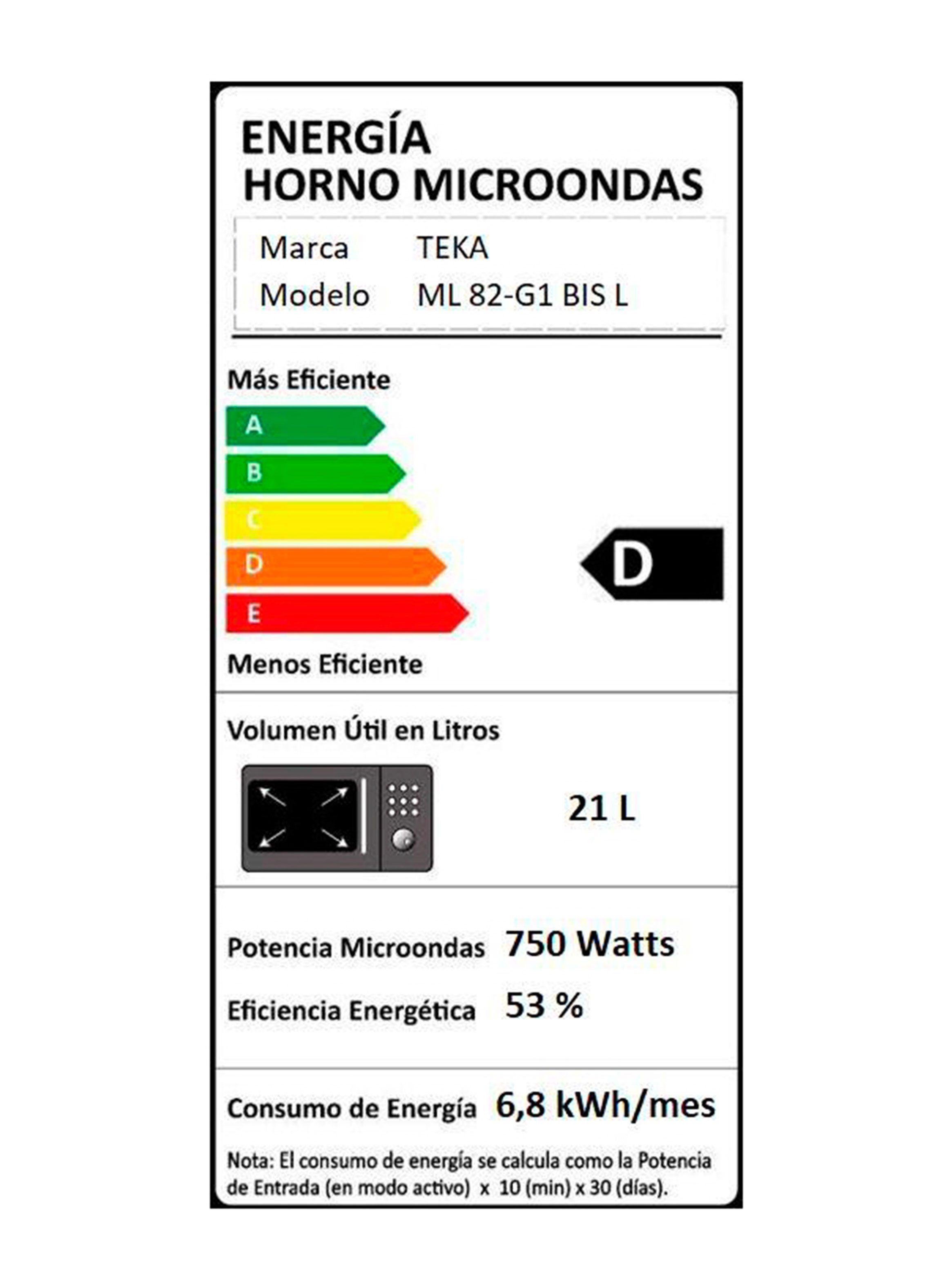 Microondas Empotrado 21 Litros ML 82 Infinity G1-5