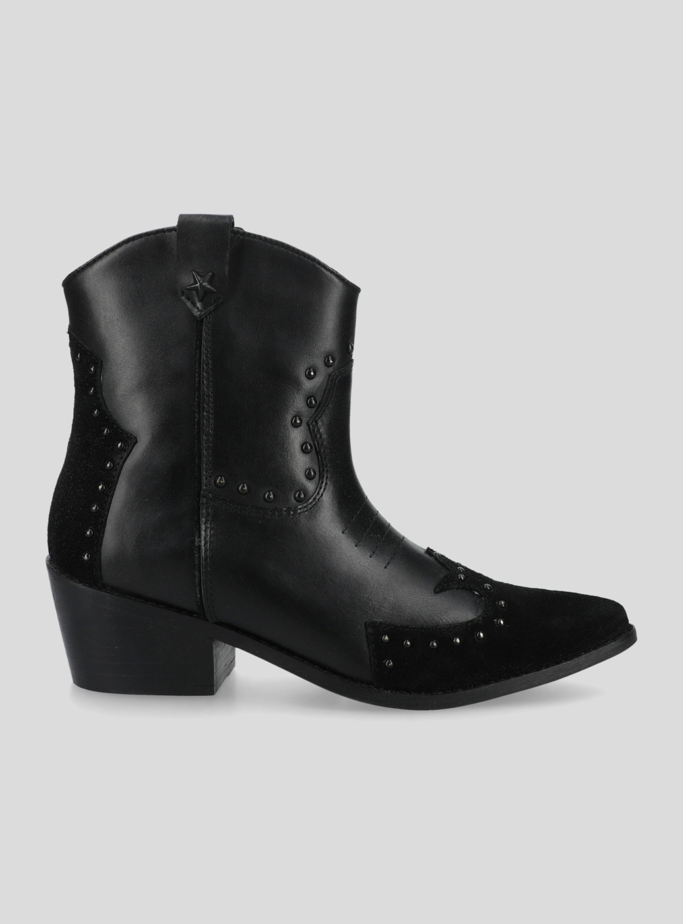 Botín Cuero Estilo Vaquero Mujer-1