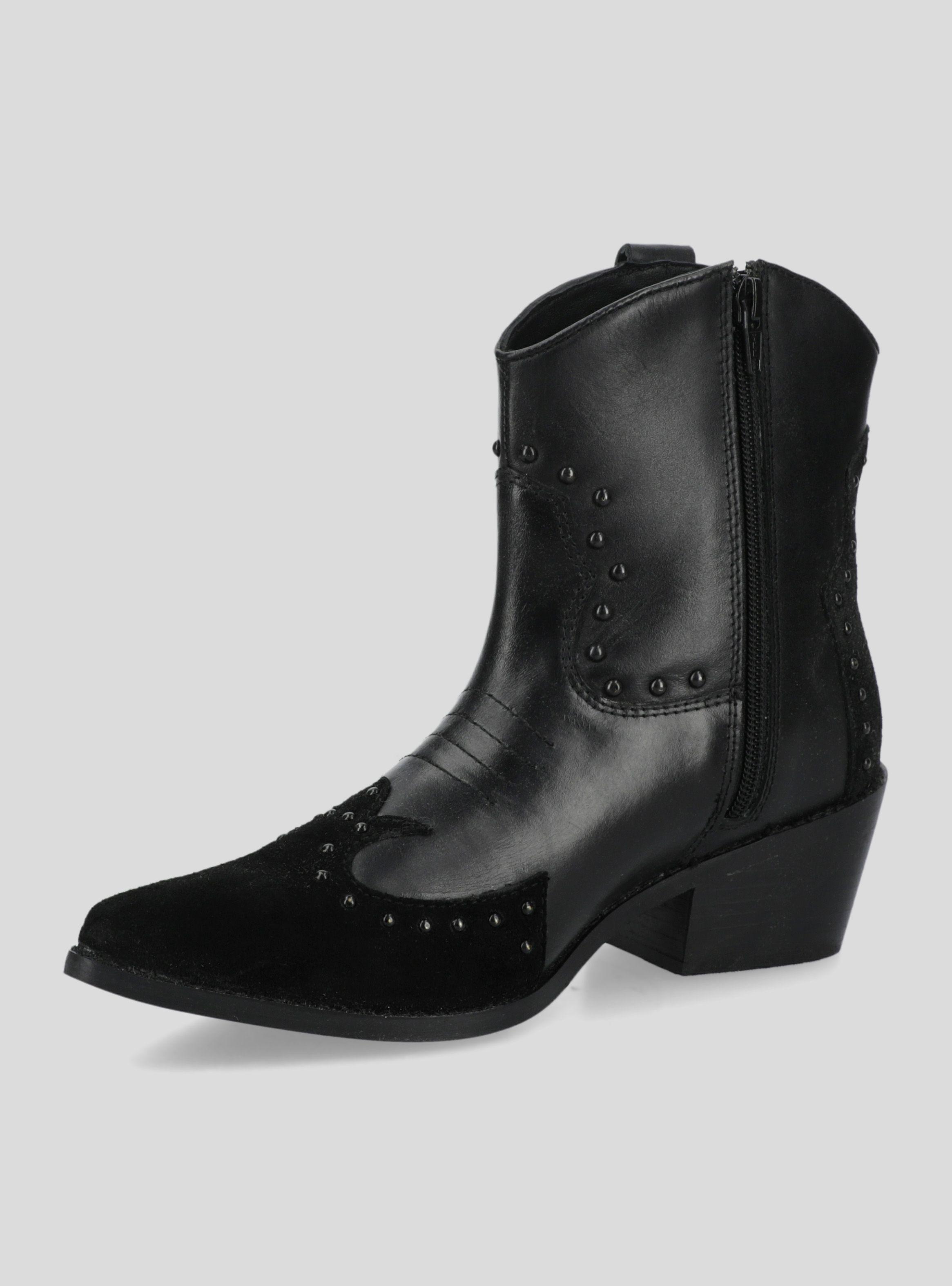 Botín Cuero Estilo Vaquero Mujer-2