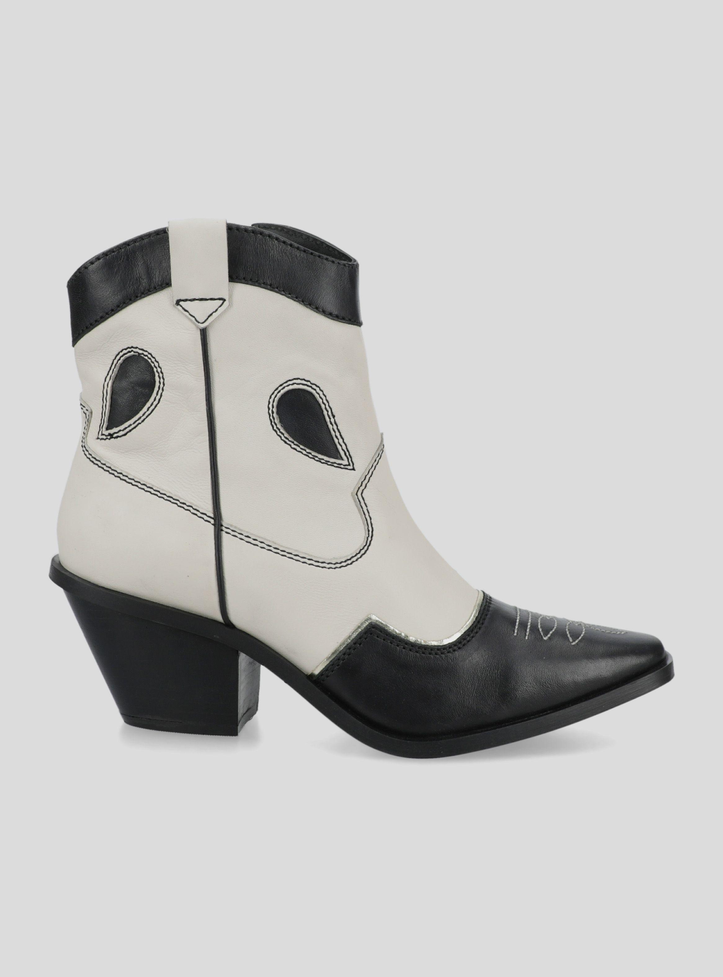 Botín Estilo Vaquero de Cuero Metalizada Mujer-1