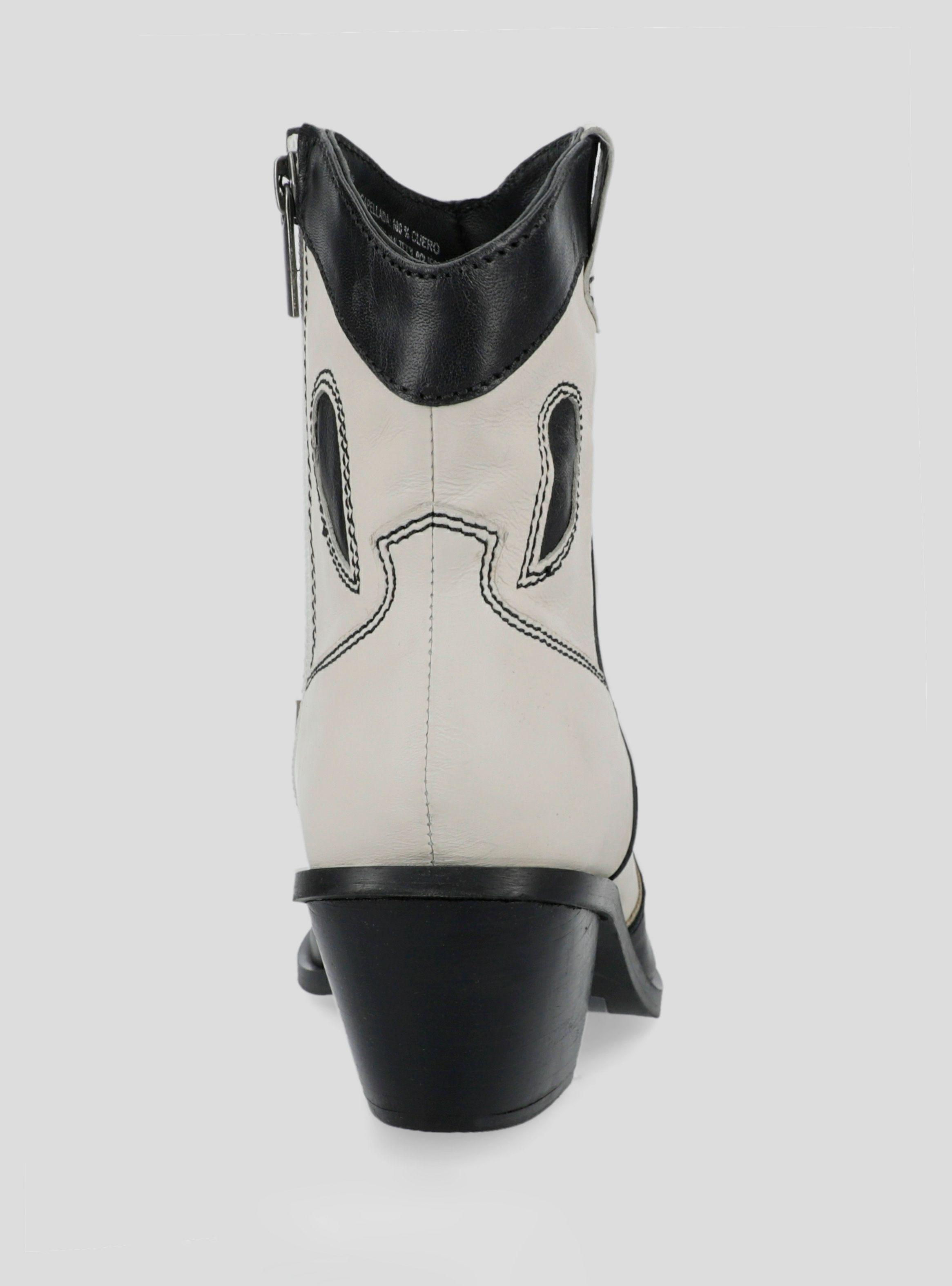Botín Estilo Vaquero de Cuero Metalizada Mujer-3