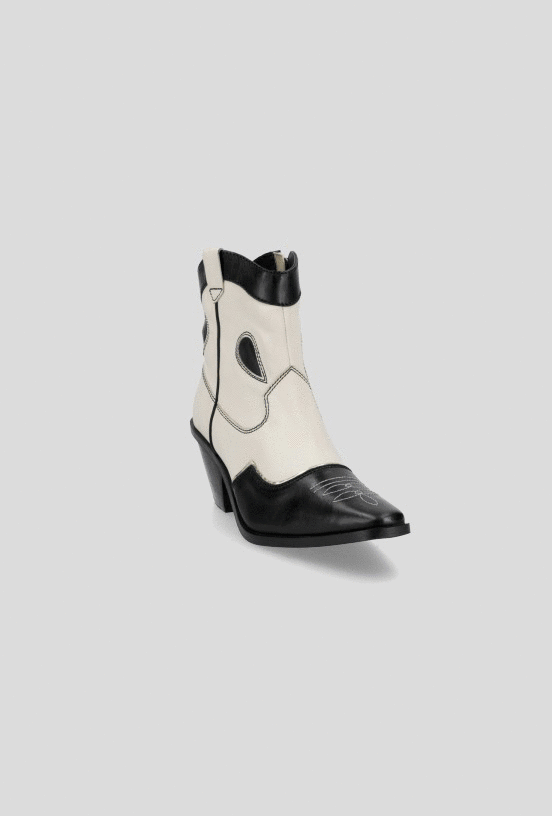 Botín Estilo Vaquero de Cuero Metalizada Mujer-4