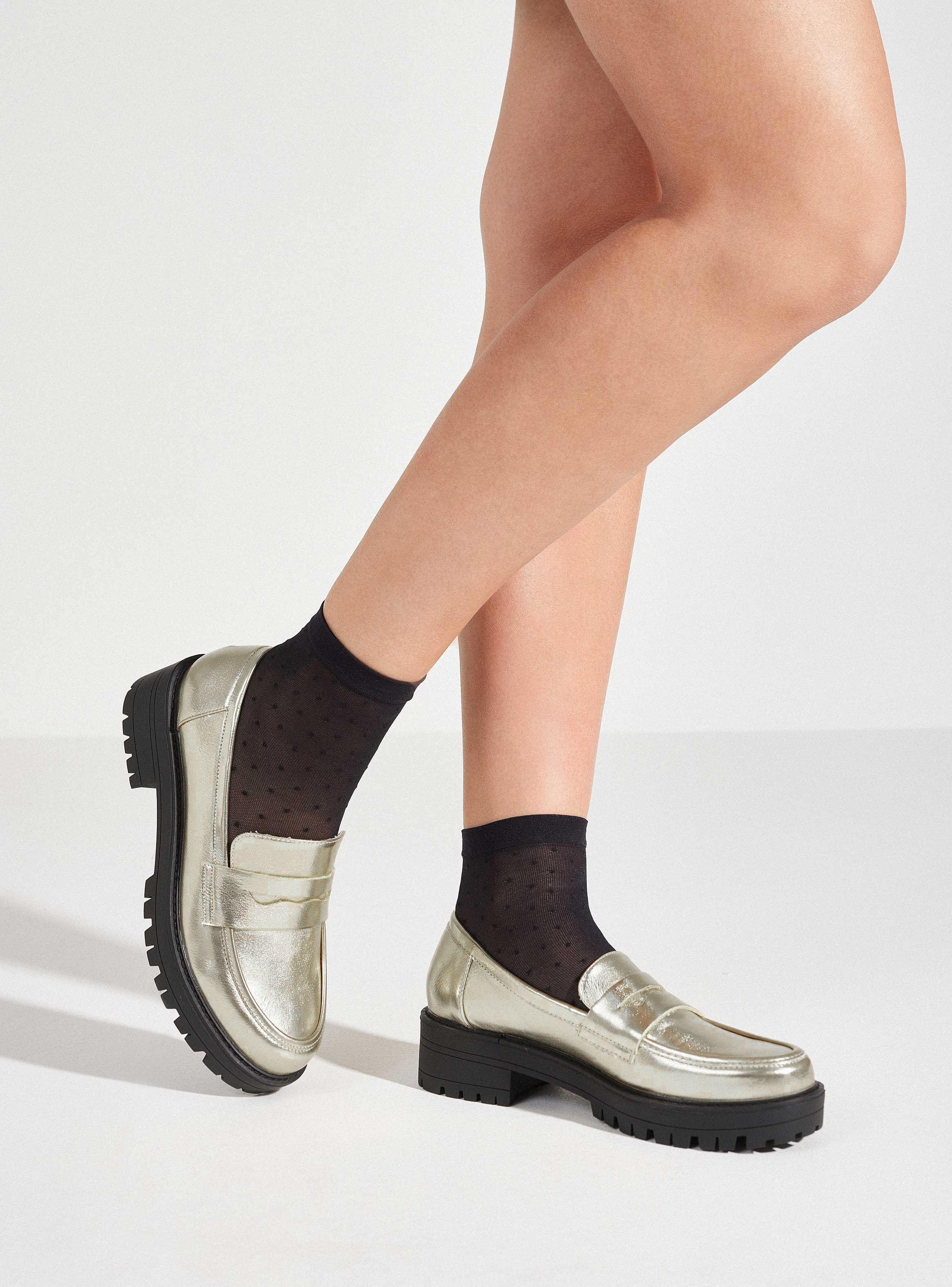 Mocasín Cadena Metalizada Plataforma Mujer-0