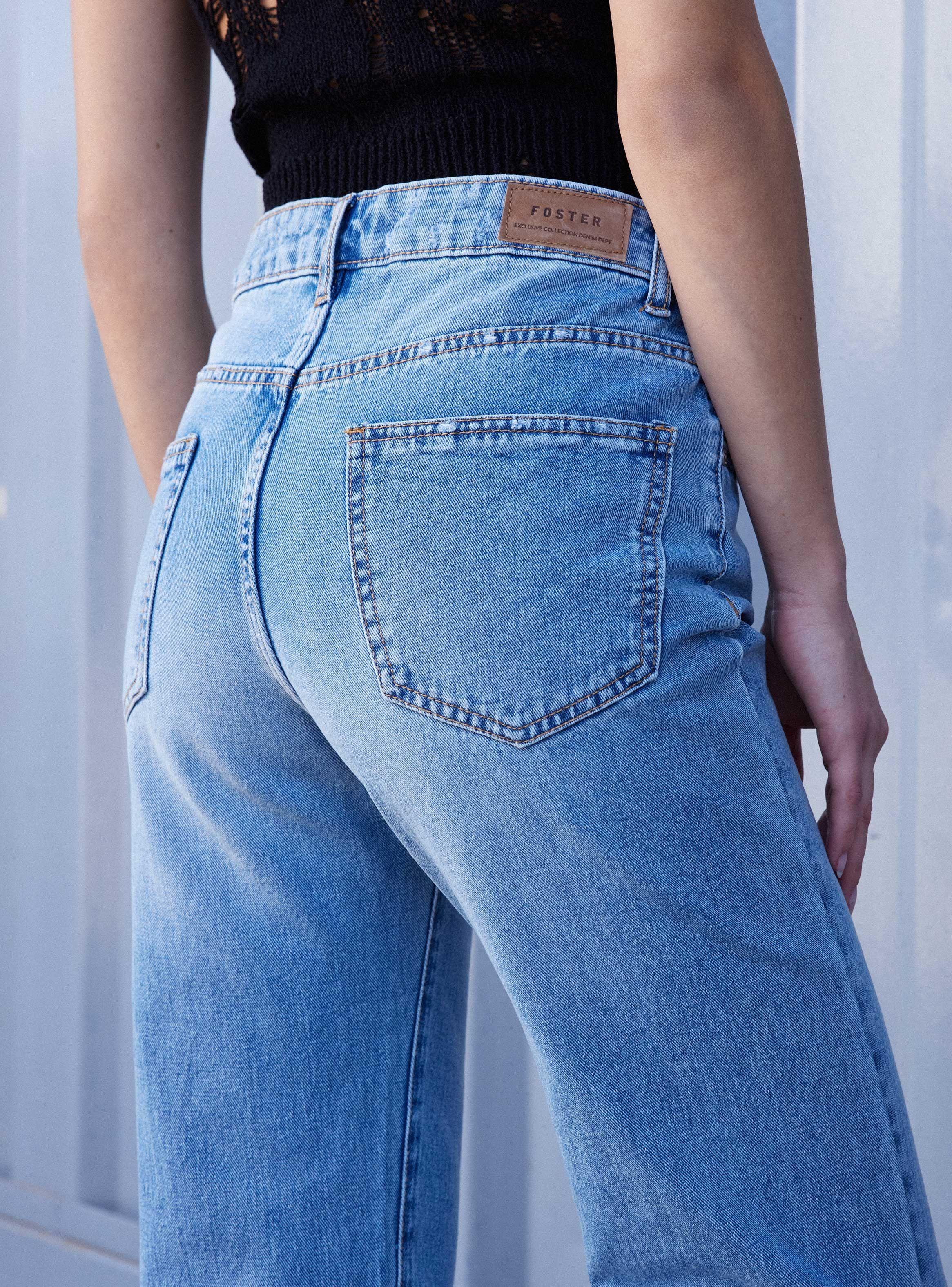 Jeans Mom Tiro Alto Lavado-3