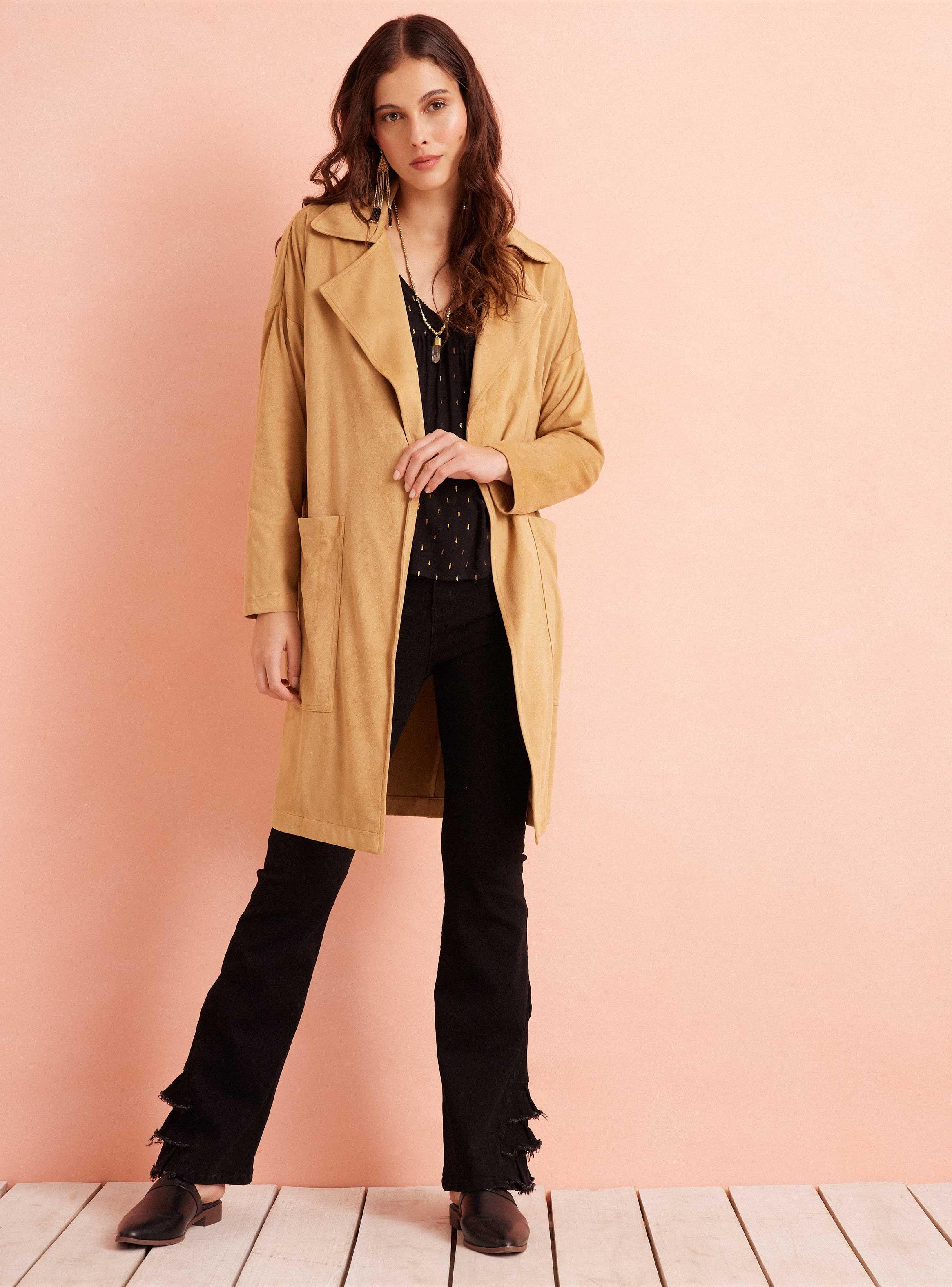 Chaqueta Estilo Trench Ajustable En Espalda-4