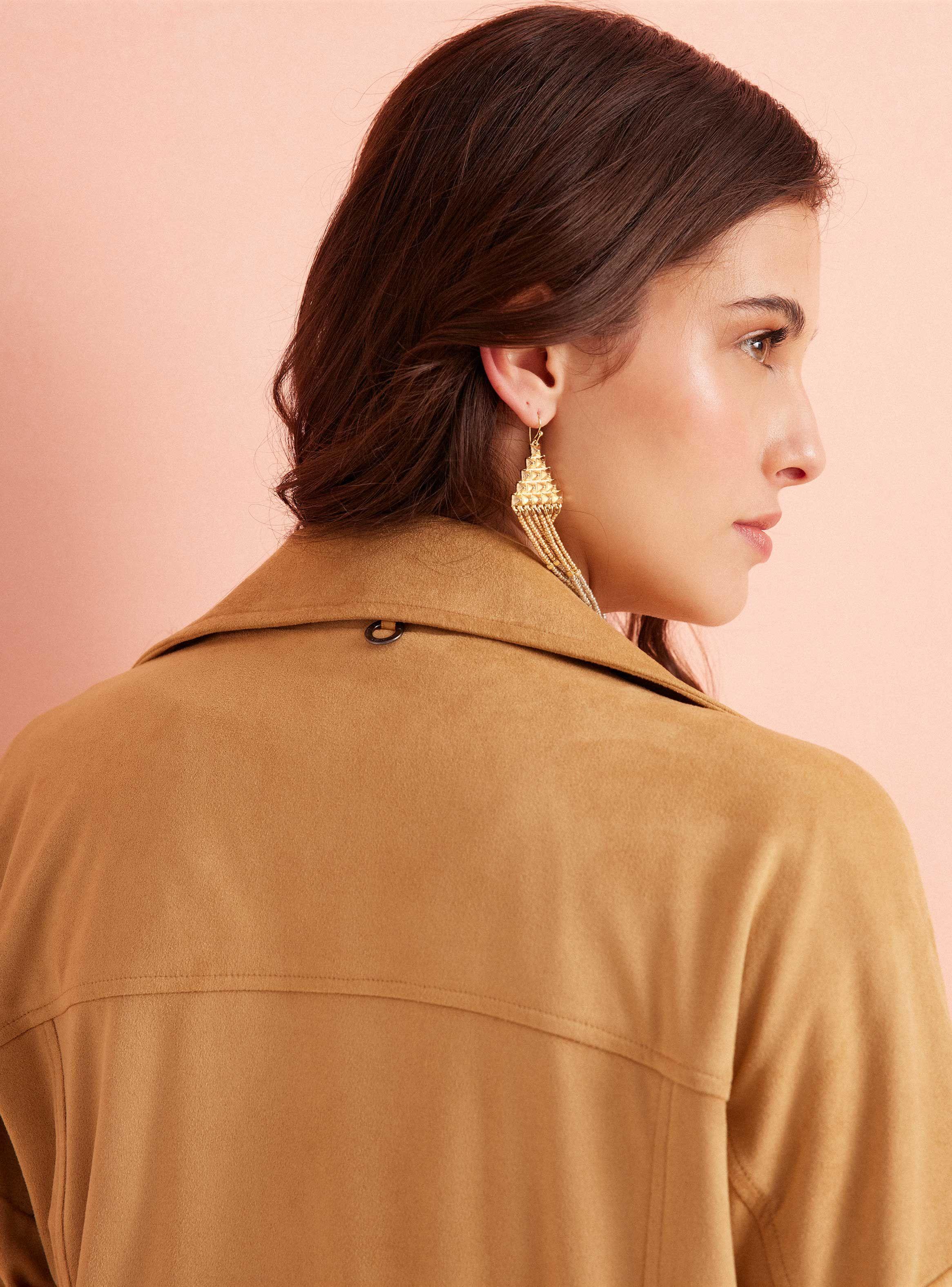 Chaqueta Estilo Trench Ajustable En Espalda-3