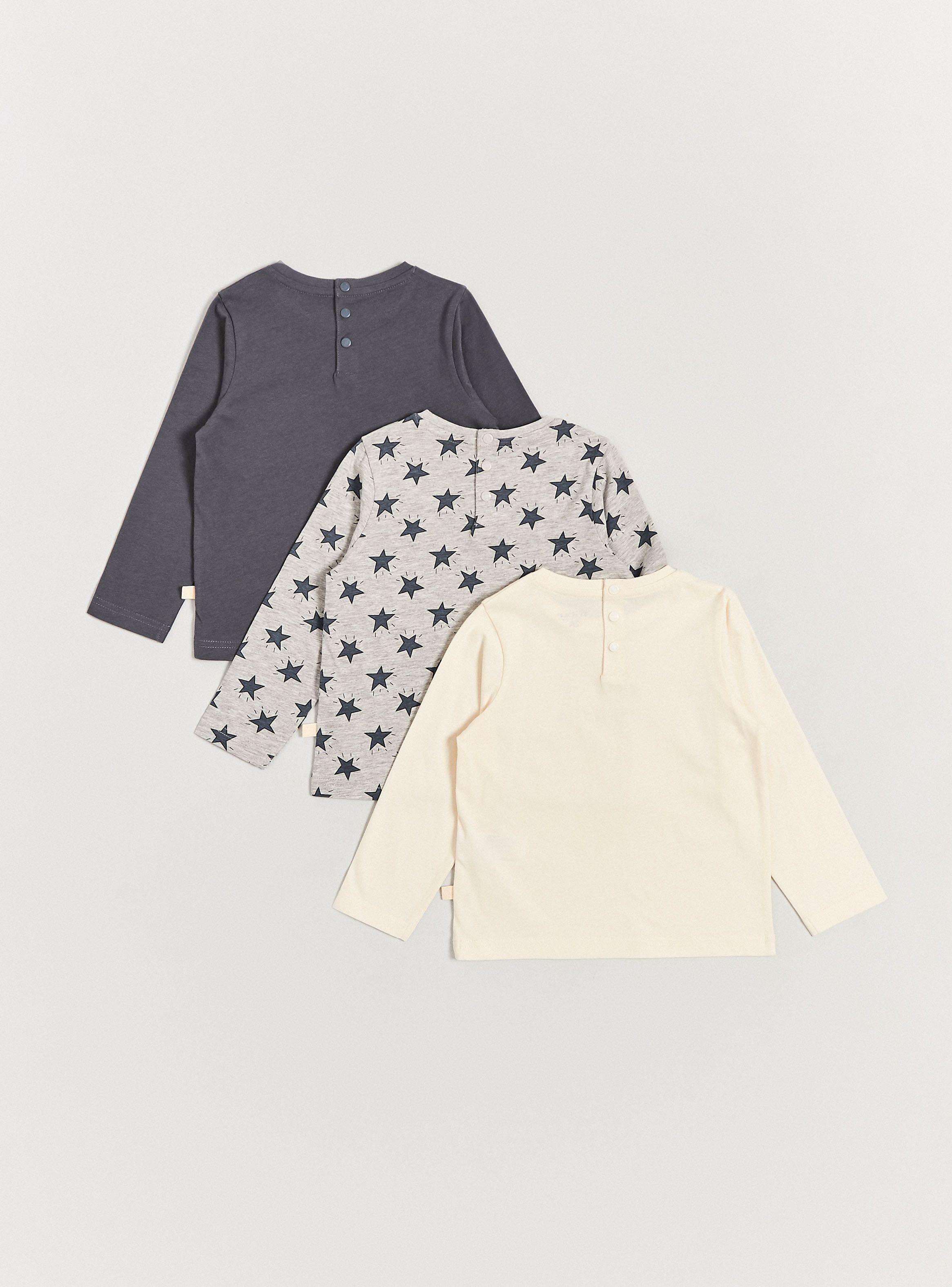 Polera Tripack Dos con Estampados y una Lisa con Bolsillo-1