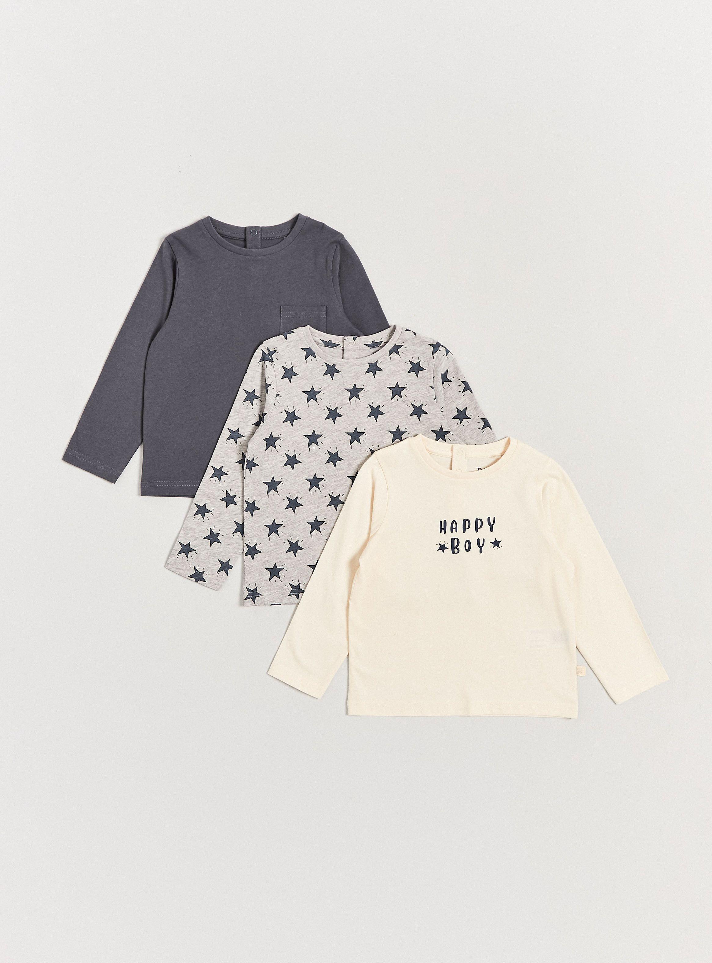 Polera Tripack Dos con Estampados y una Lisa con Bolsillo-0