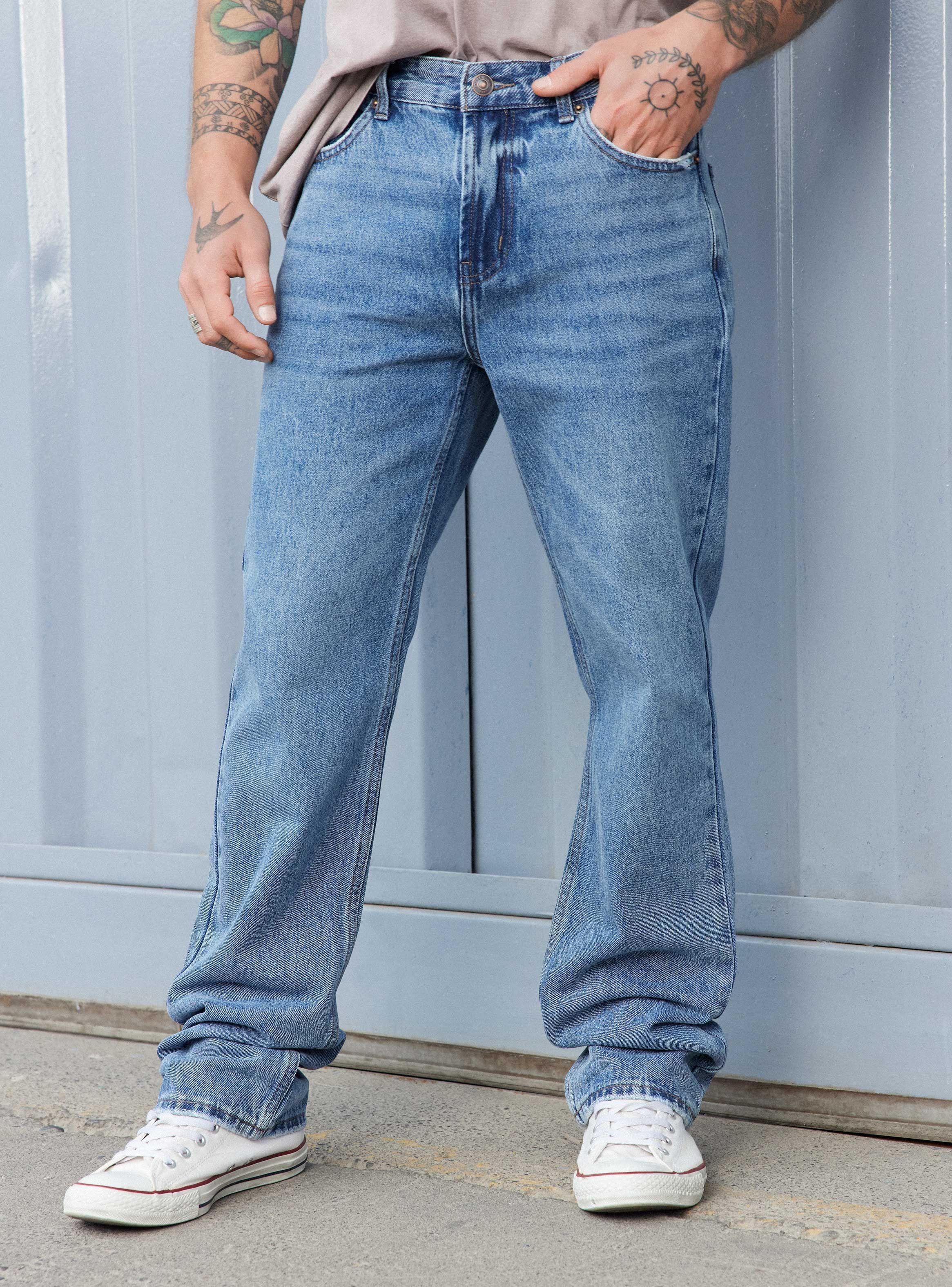 Jeans Claro Straight Fit Tiro Medio-0