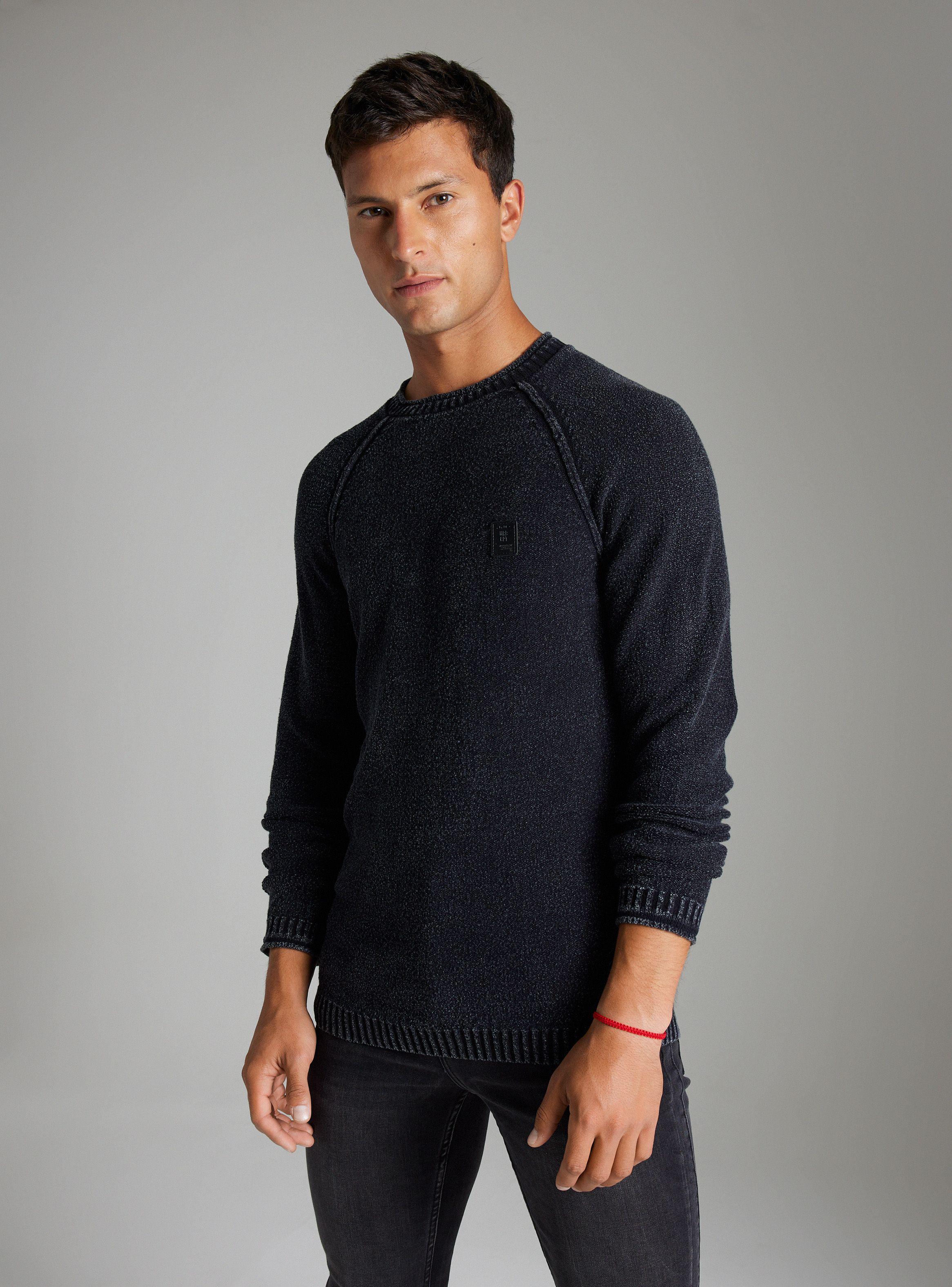Sweater Raglan,  Punto Bouclé Texturado Lavado-0