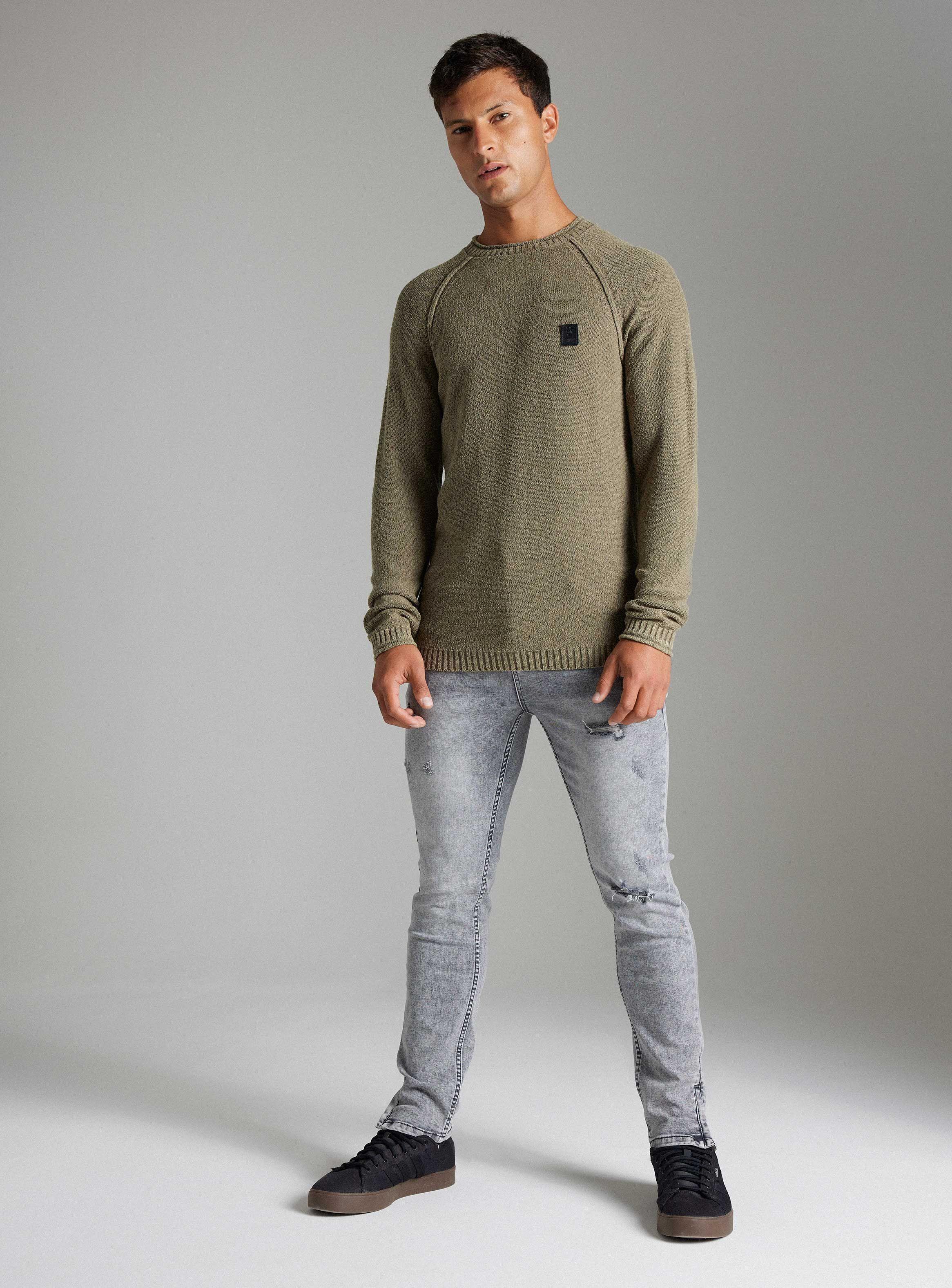 Sweater Raglan,  Punto Bouclé Texturado Lavado-4