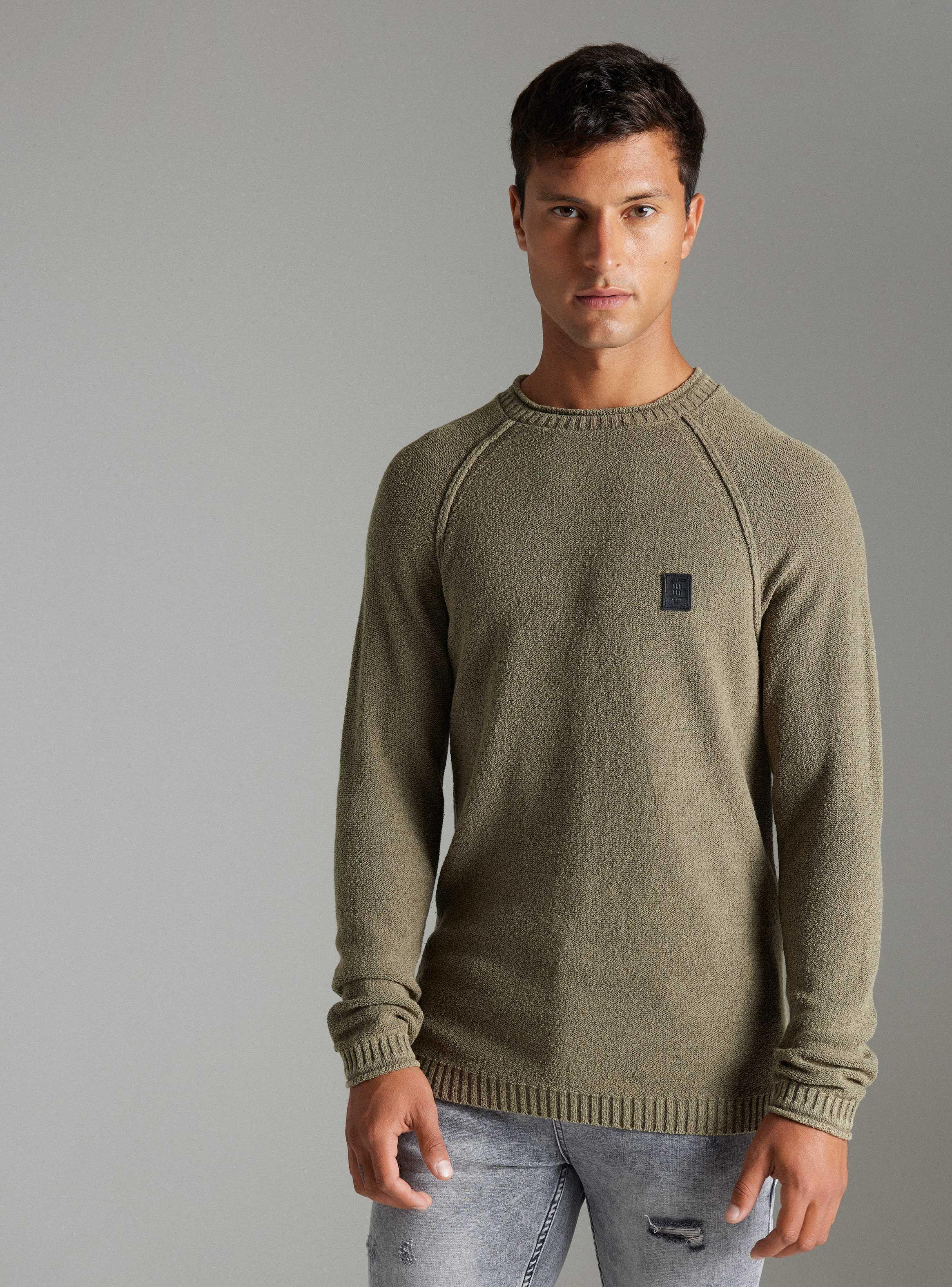 Sweater Raglan,  Punto Bouclé Texturado Lavado-0