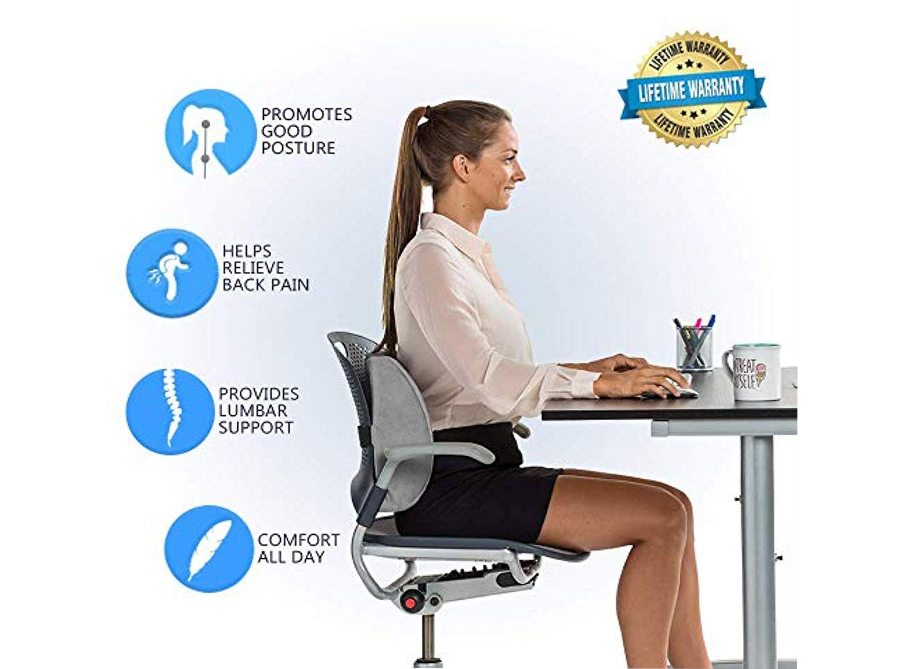 Almohada ComfiLife Ortopédica Respaldo Apoyo Lumbar Gris-4