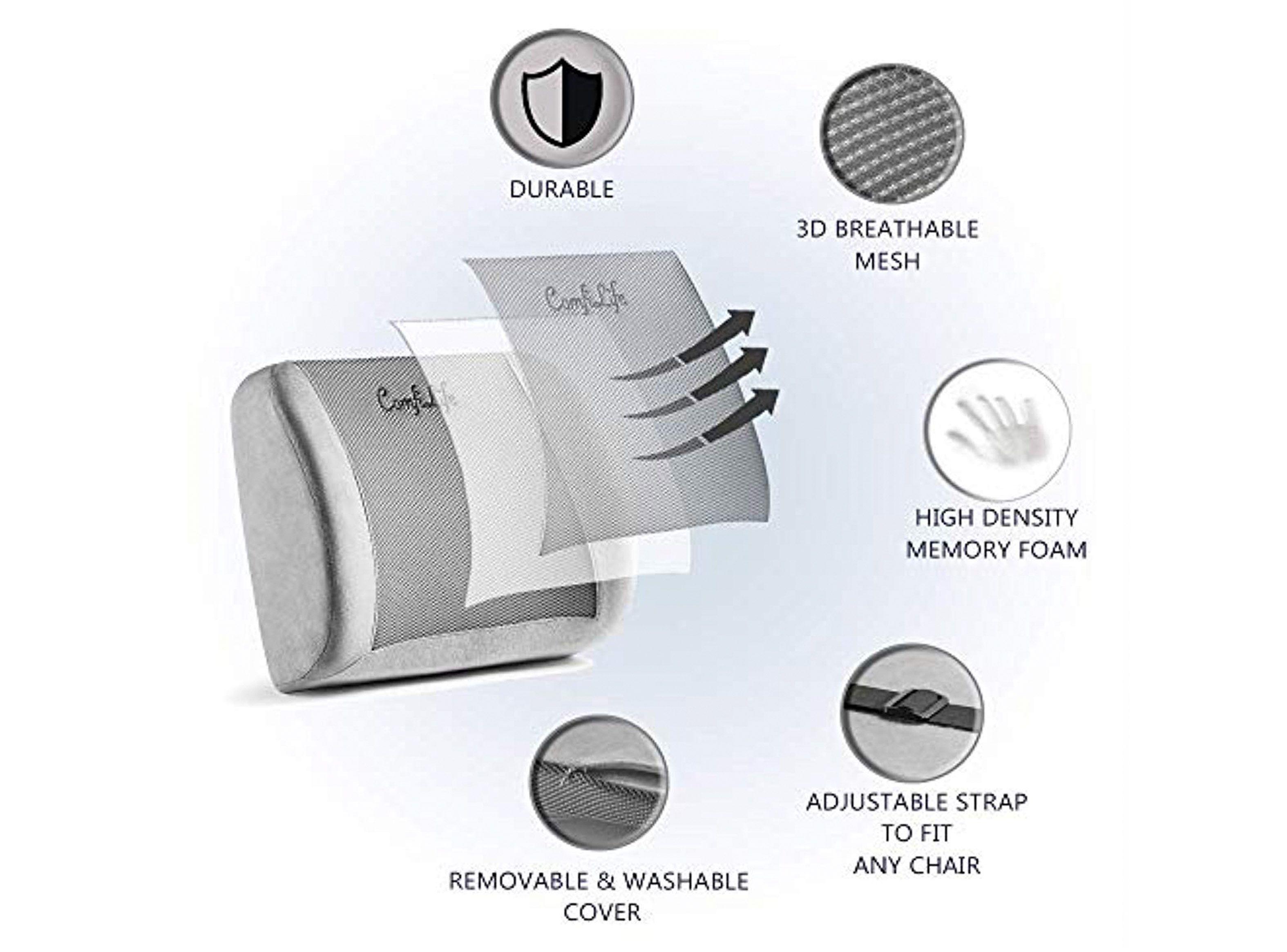 Almohada ComfiLife Ortopédica Respaldo Apoyo Lumbar Gris-3