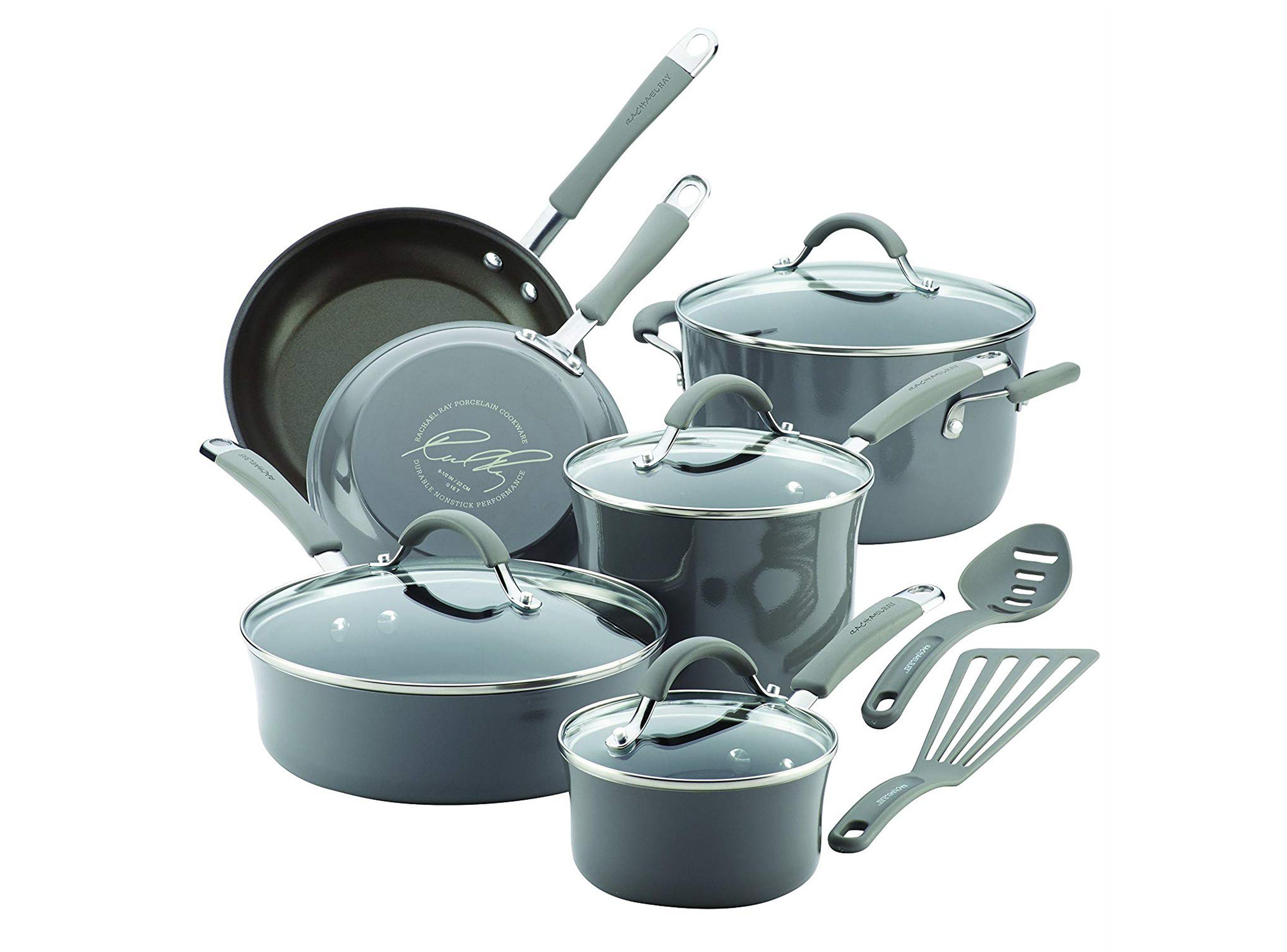 Batería de Cocina 12 Piezas Porcelana Gris-0