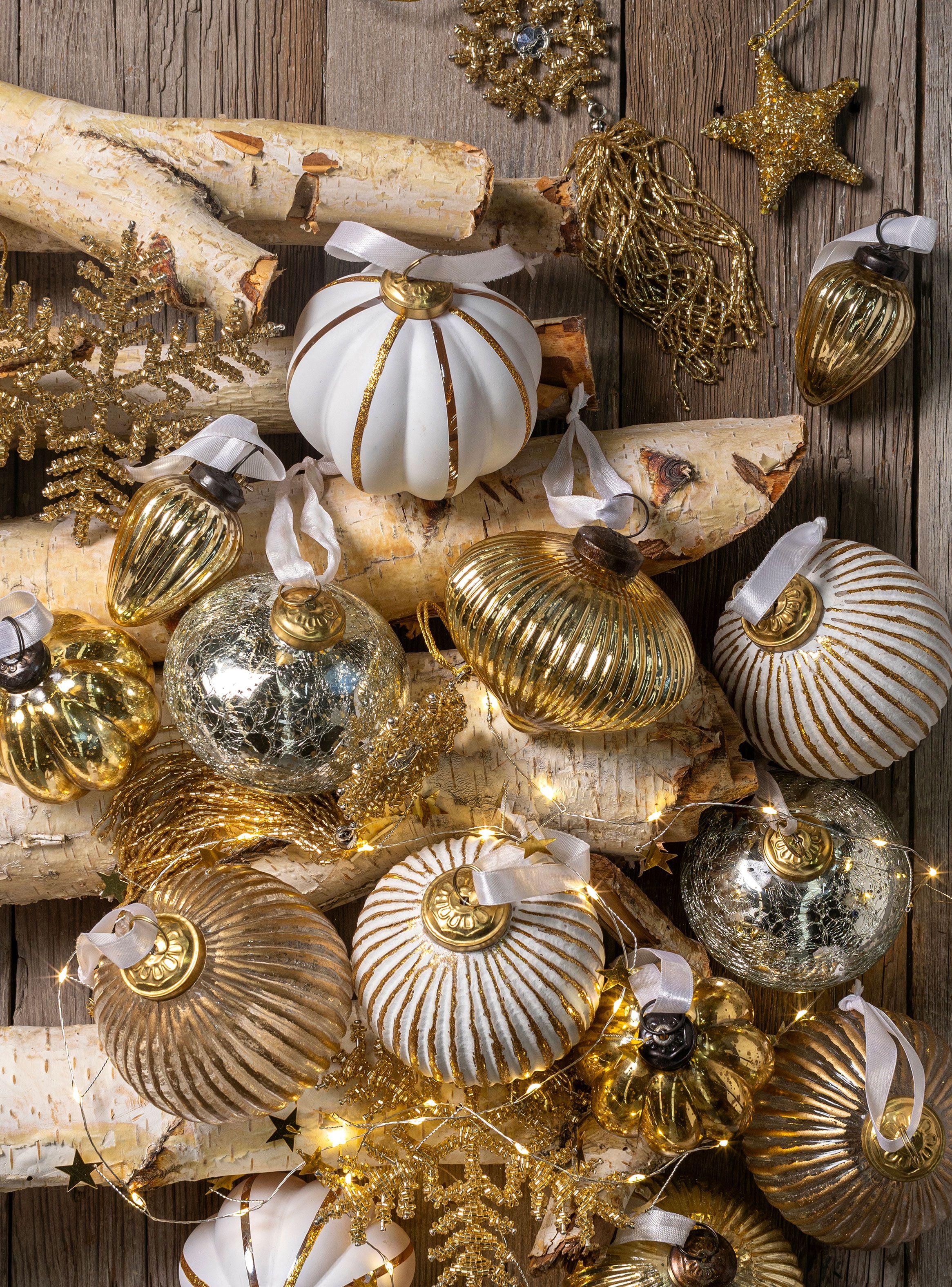 Set 6 Ornamentos Dorado Plateado 10 cm-3