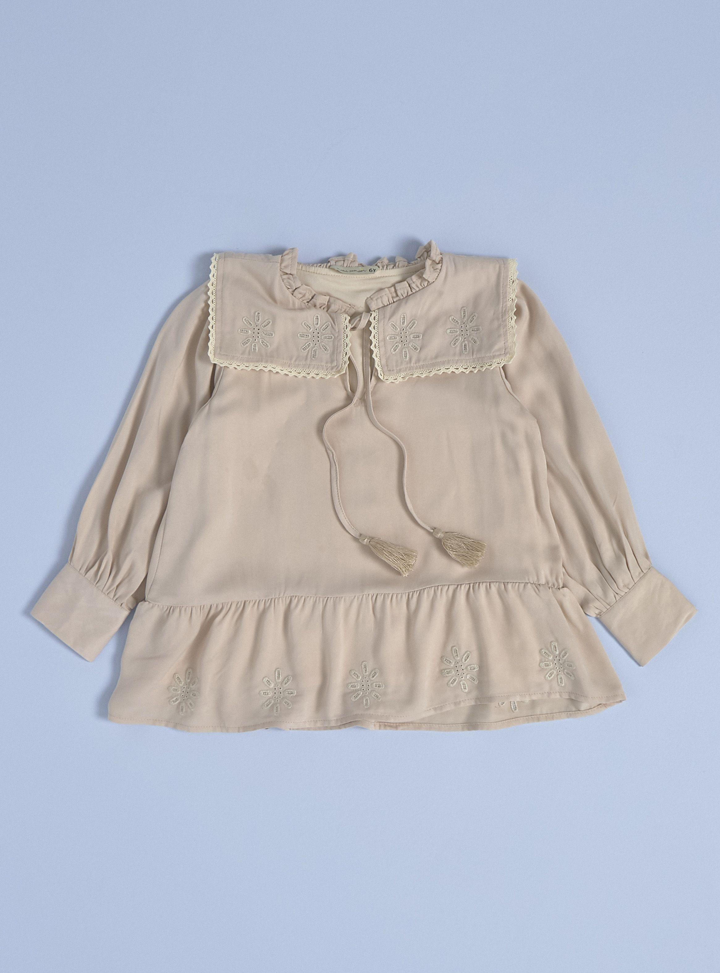 Vestido Cuello y Bordado Tipo Broderie Con Forro-2