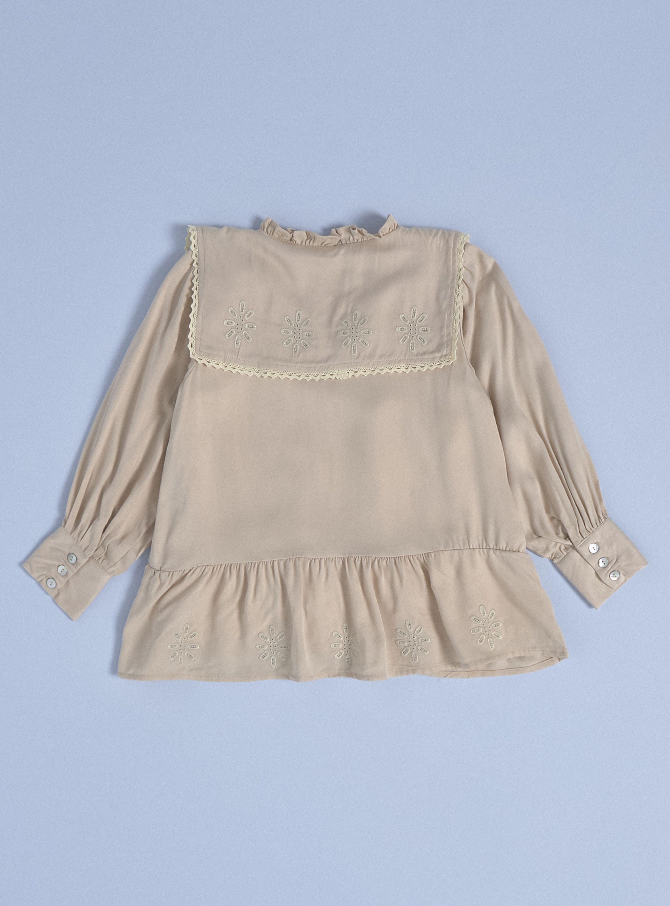 Vestido Cuello y Bordado Tipo Broderie Con Forro-3