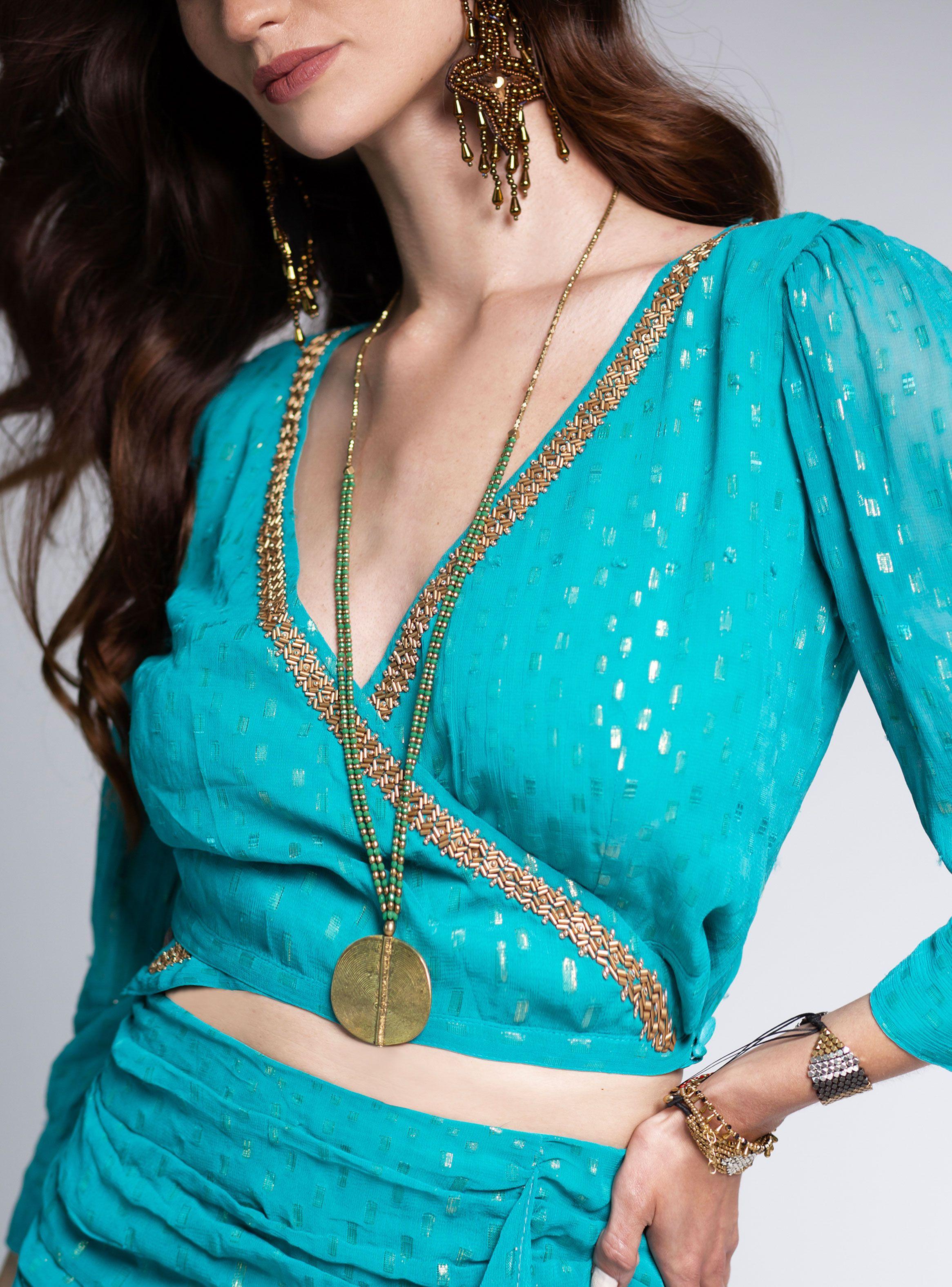 Top Jasmine Lurex Verde India Chic-2