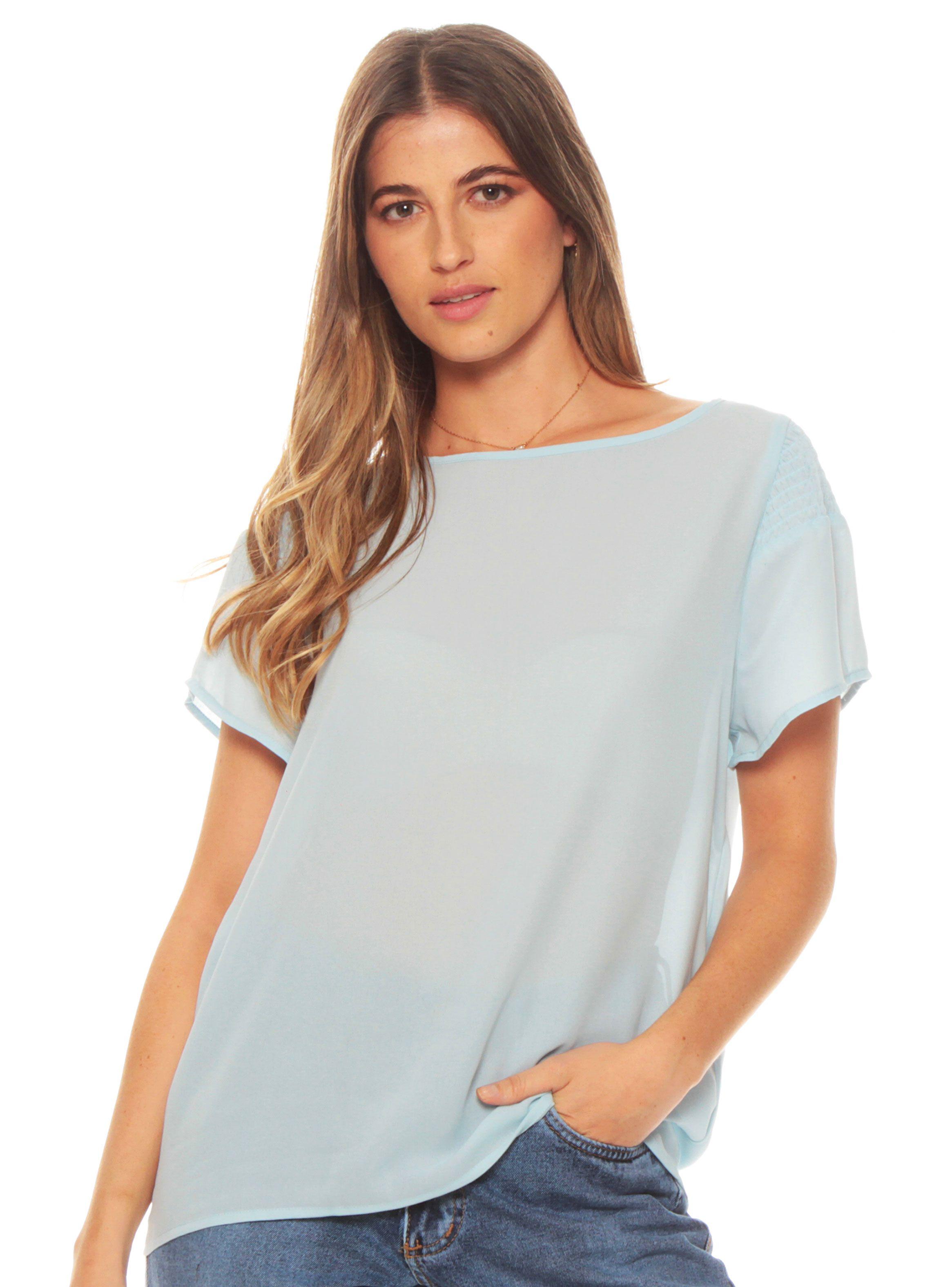 Blusa con Detalle Solida Escote Redondo-0