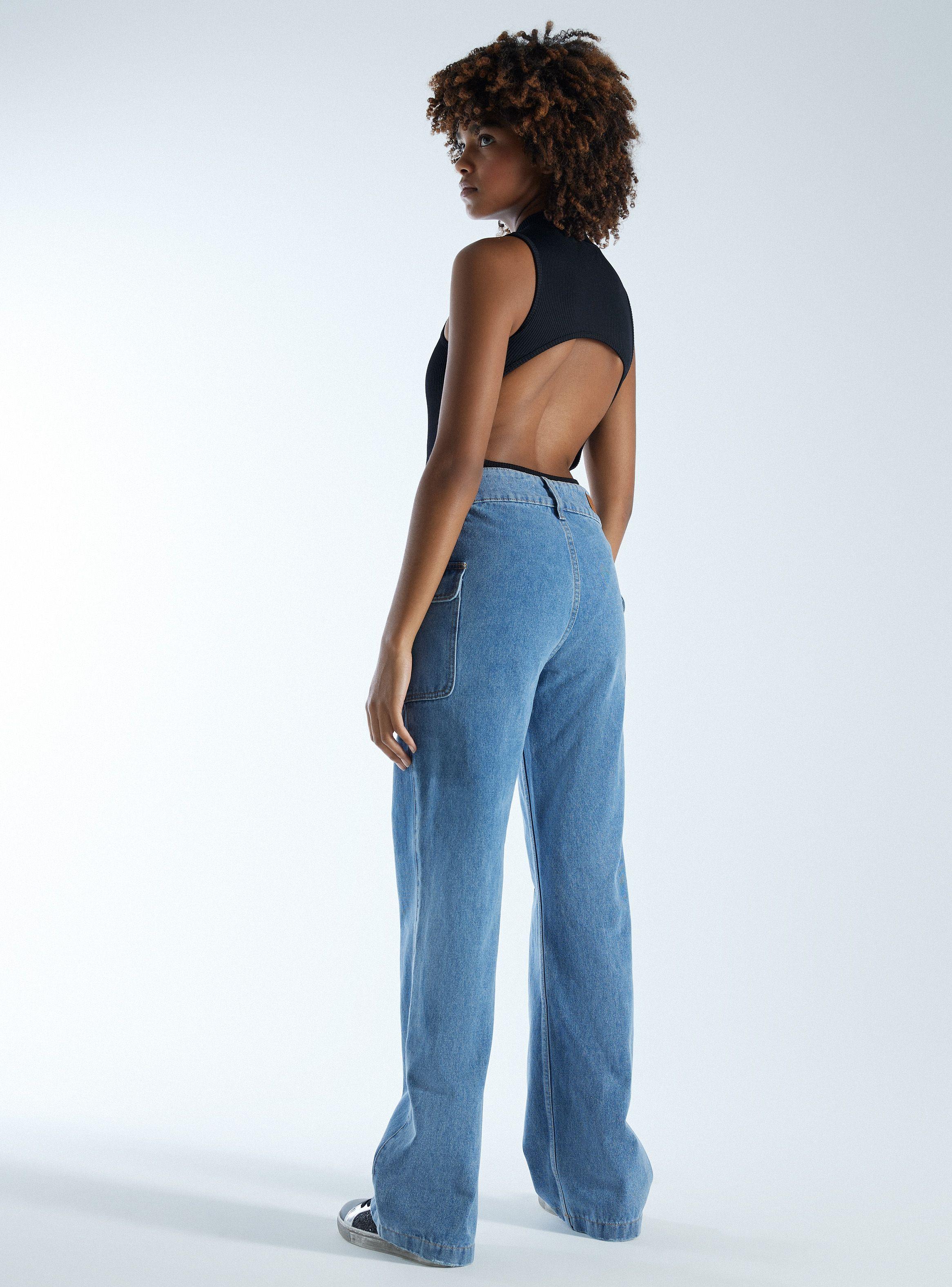 Jeans Con Bolsillos Cargo Wide Leg Medio-5