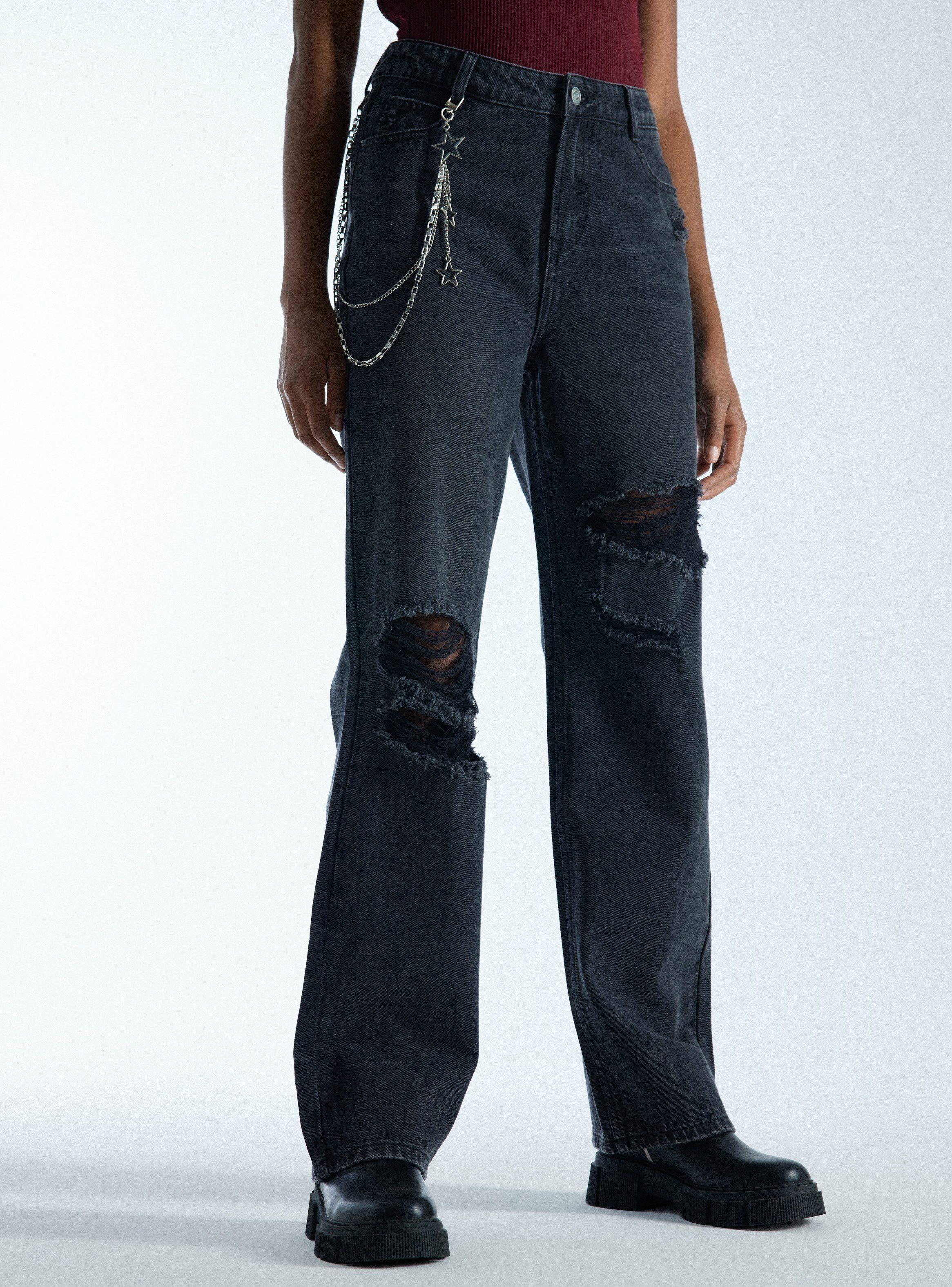 Jeans Aplicación Cadena-0