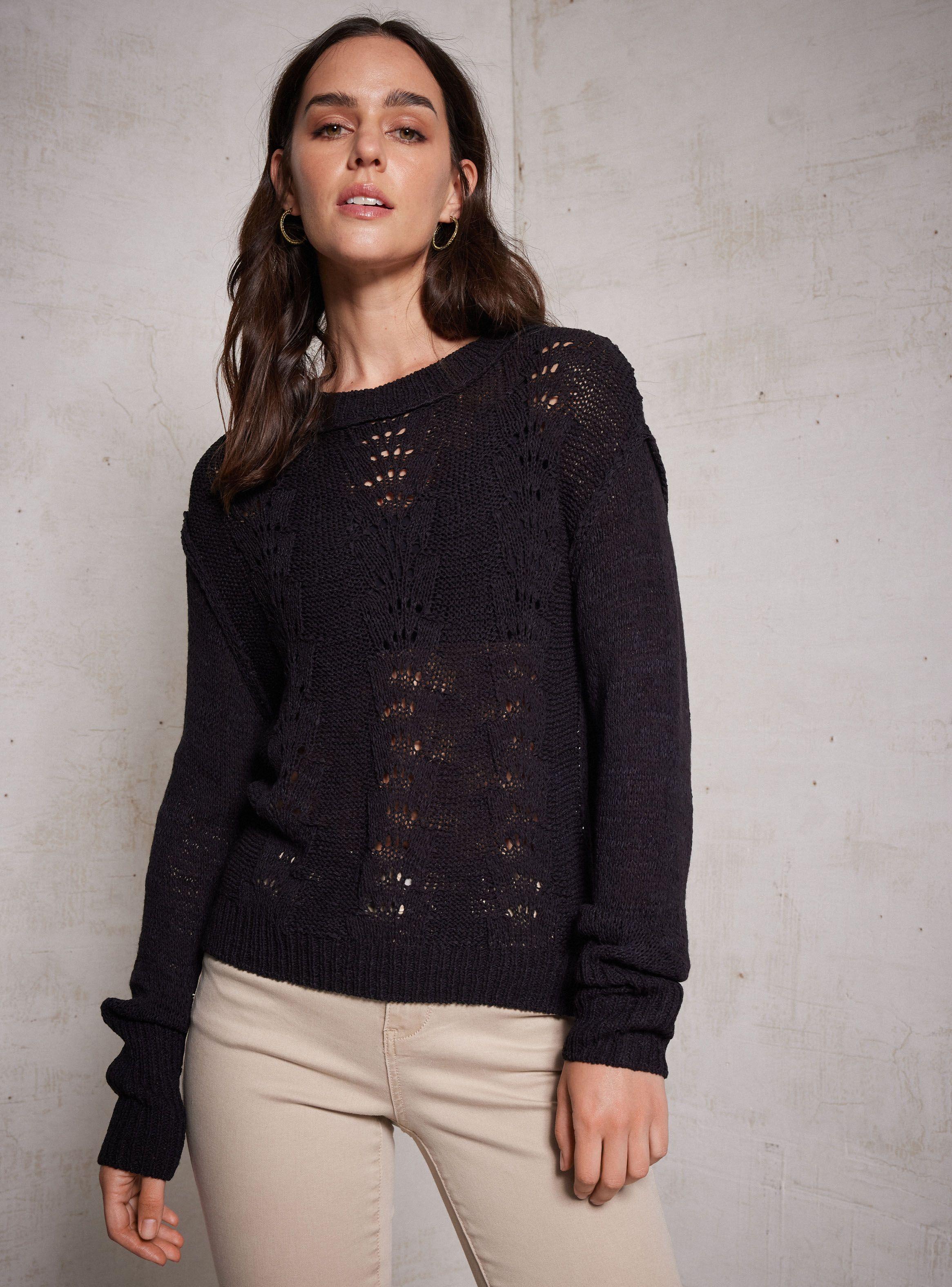 Sweater Calado Tejido Con Cinta-0