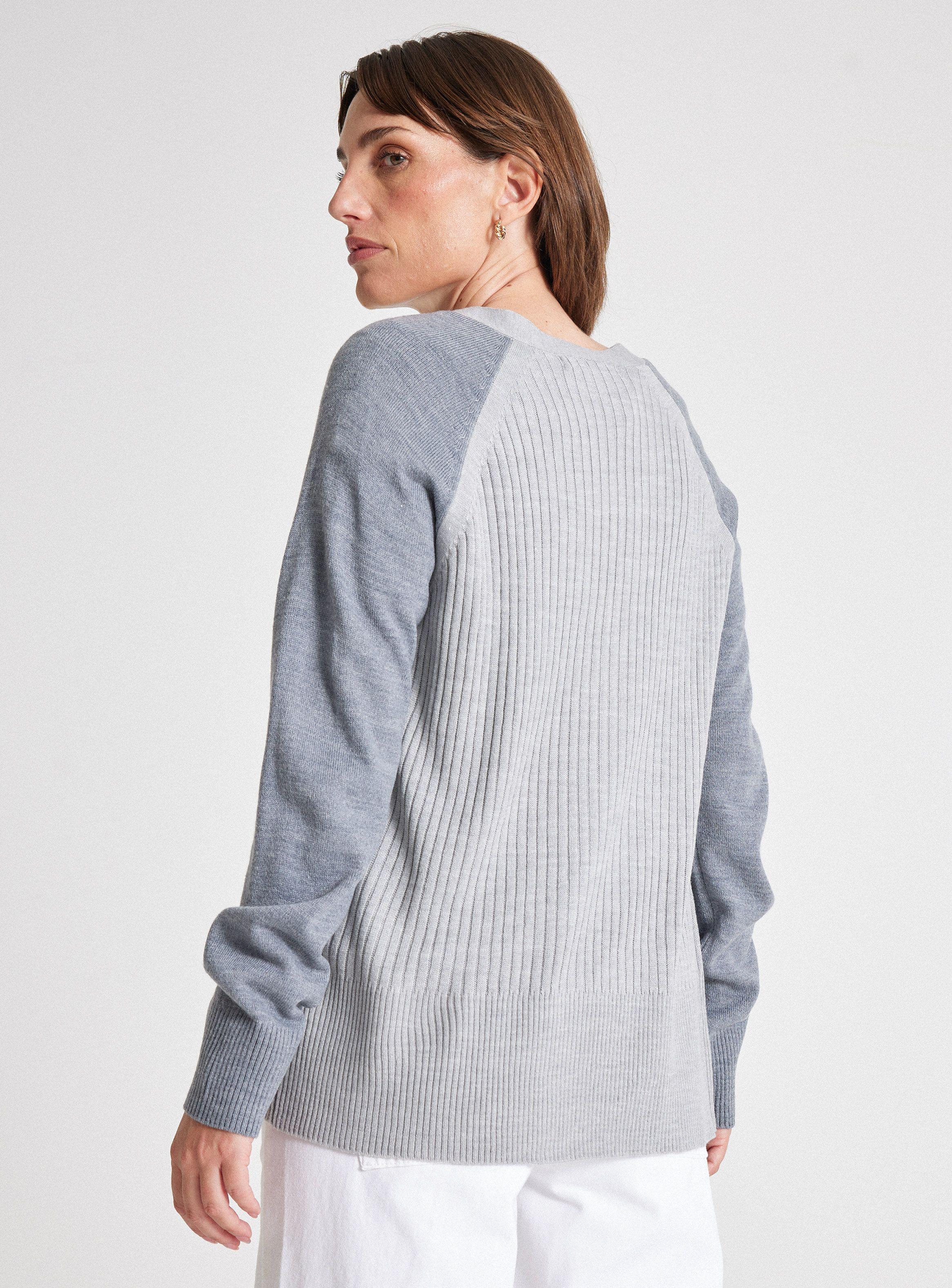 Chaleco Cardigan Manga En Contraste-1