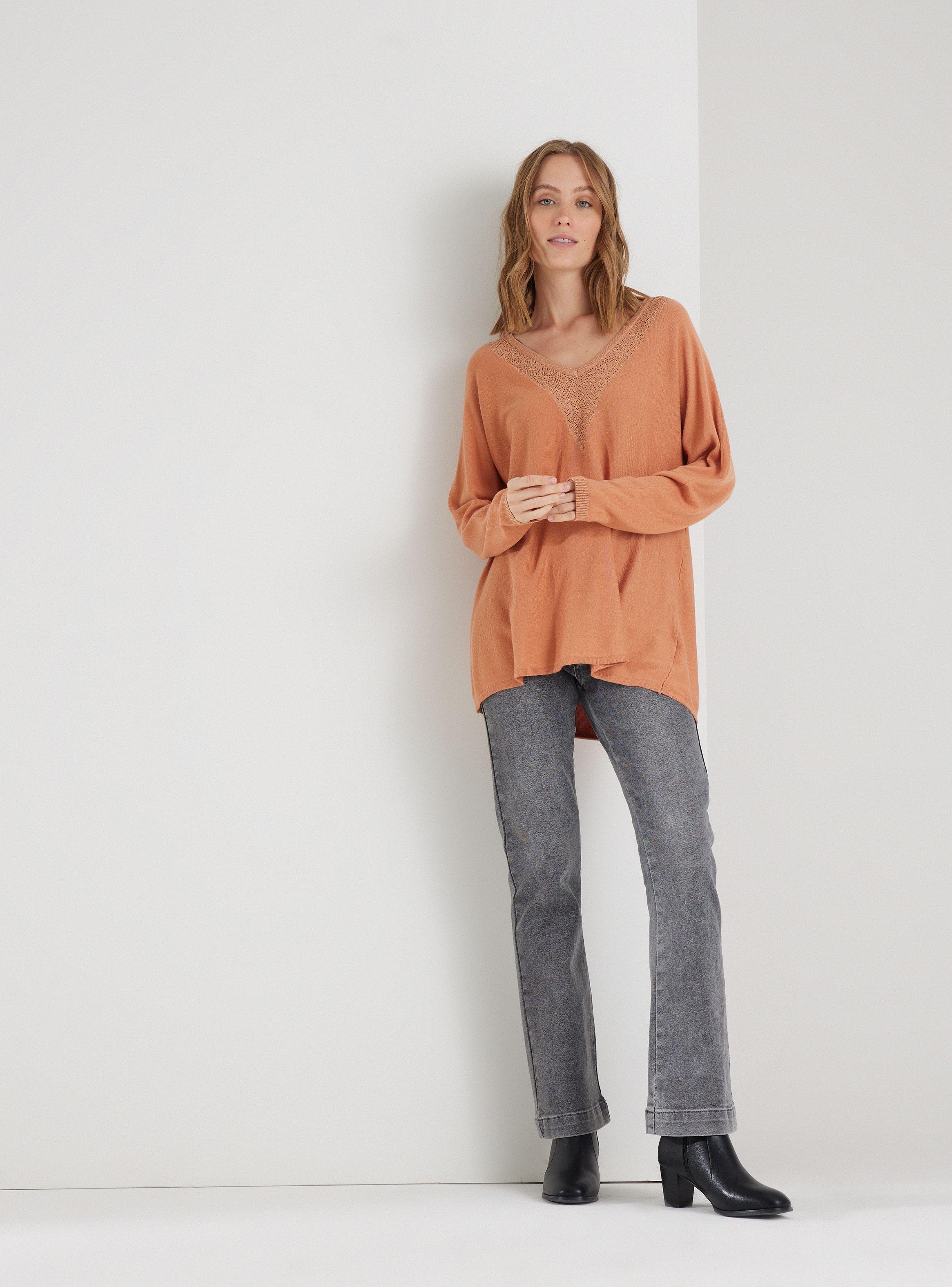 Sweater Escote En V Con Detalle Metalizado-4