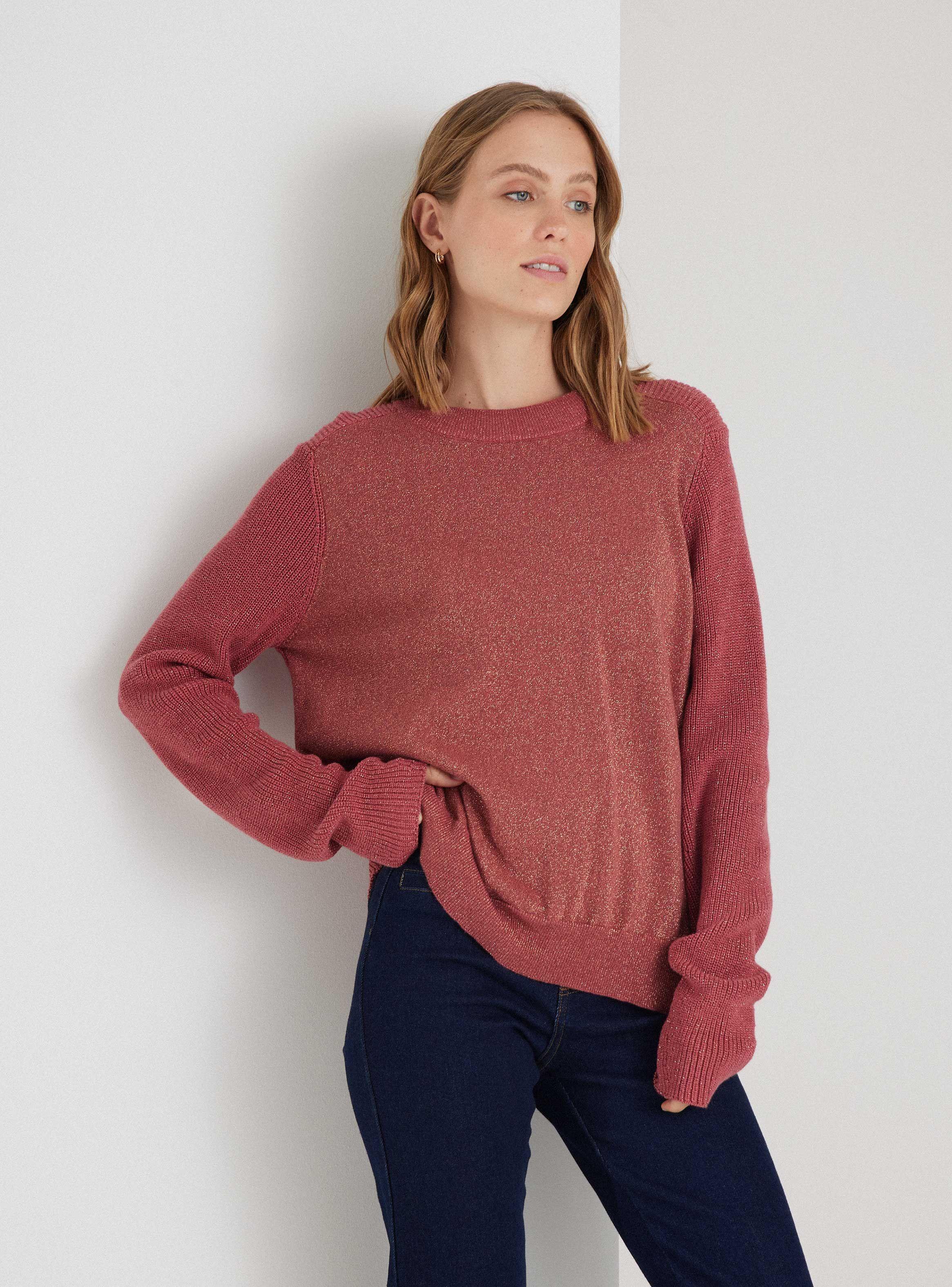 Sweater Mix De Textura Y Brillo-0