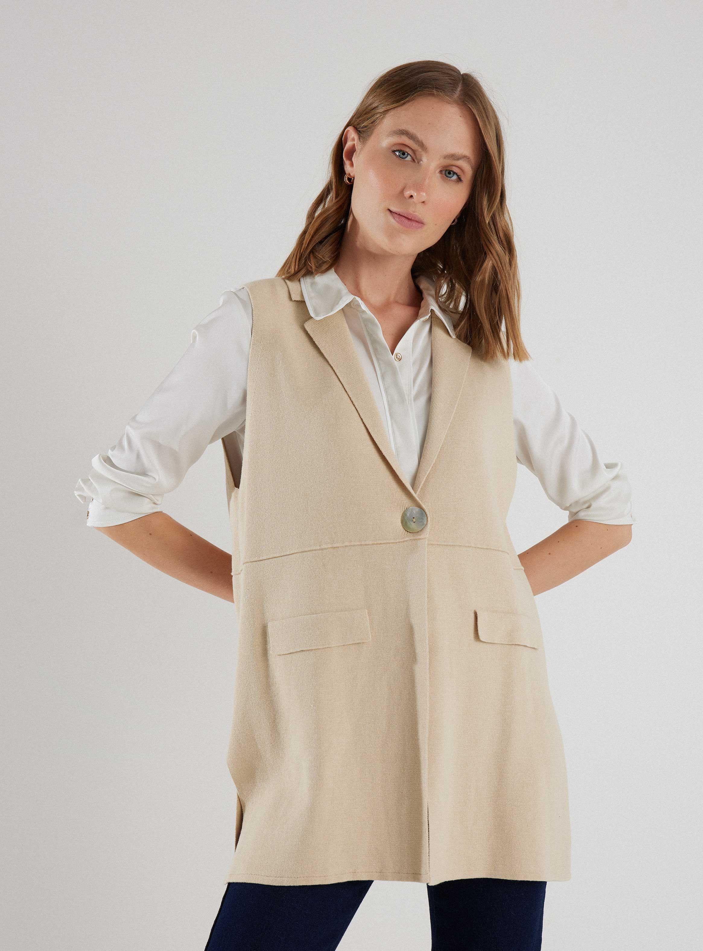 Chaleco Tipo Blazer Sin Mangas-0
