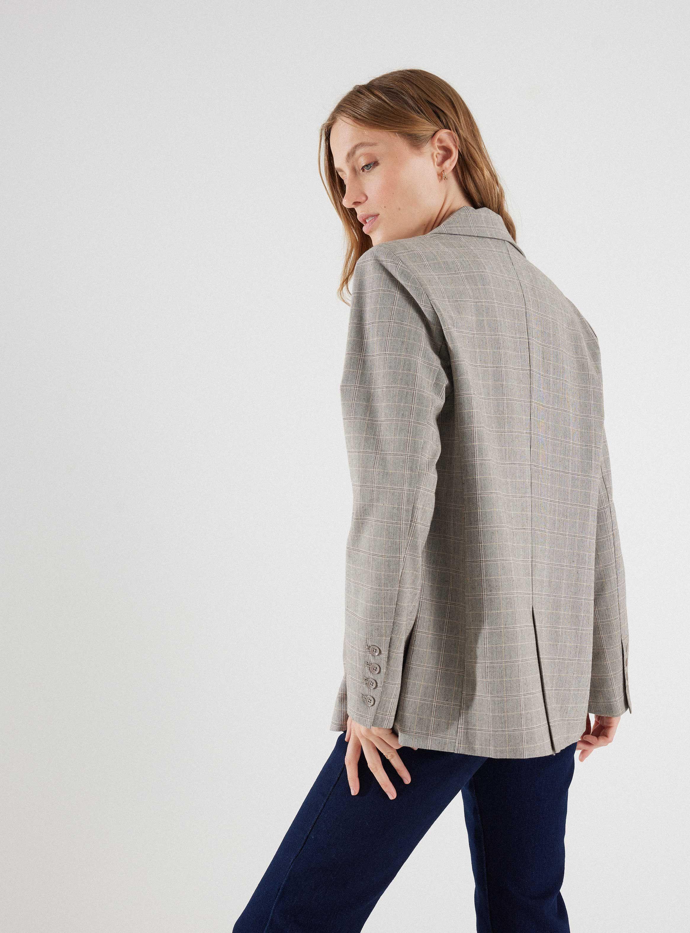 Blazer Cuadrillé Con Line Metalizada-1