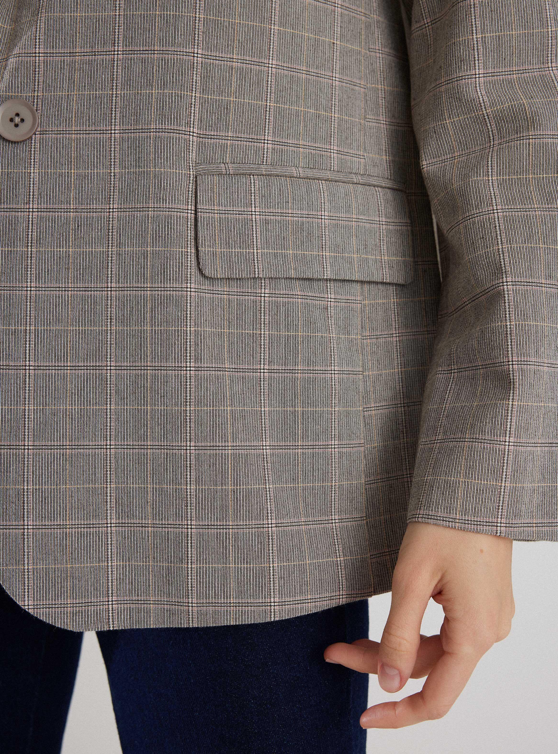 Blazer Cuadrillé Con Line Metalizada-3