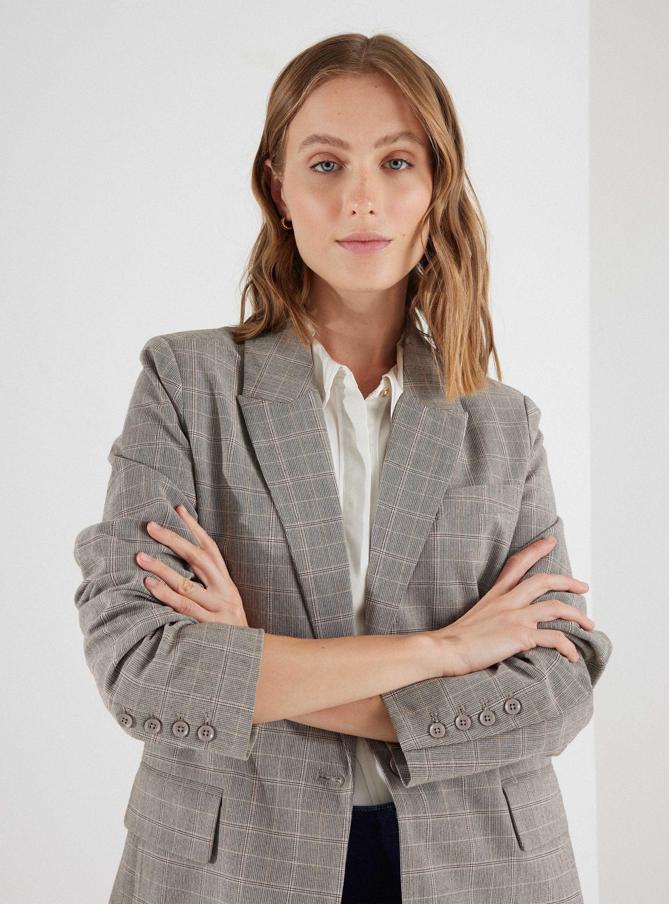 Blazer Cuadrillé Con Line Metalizada-2