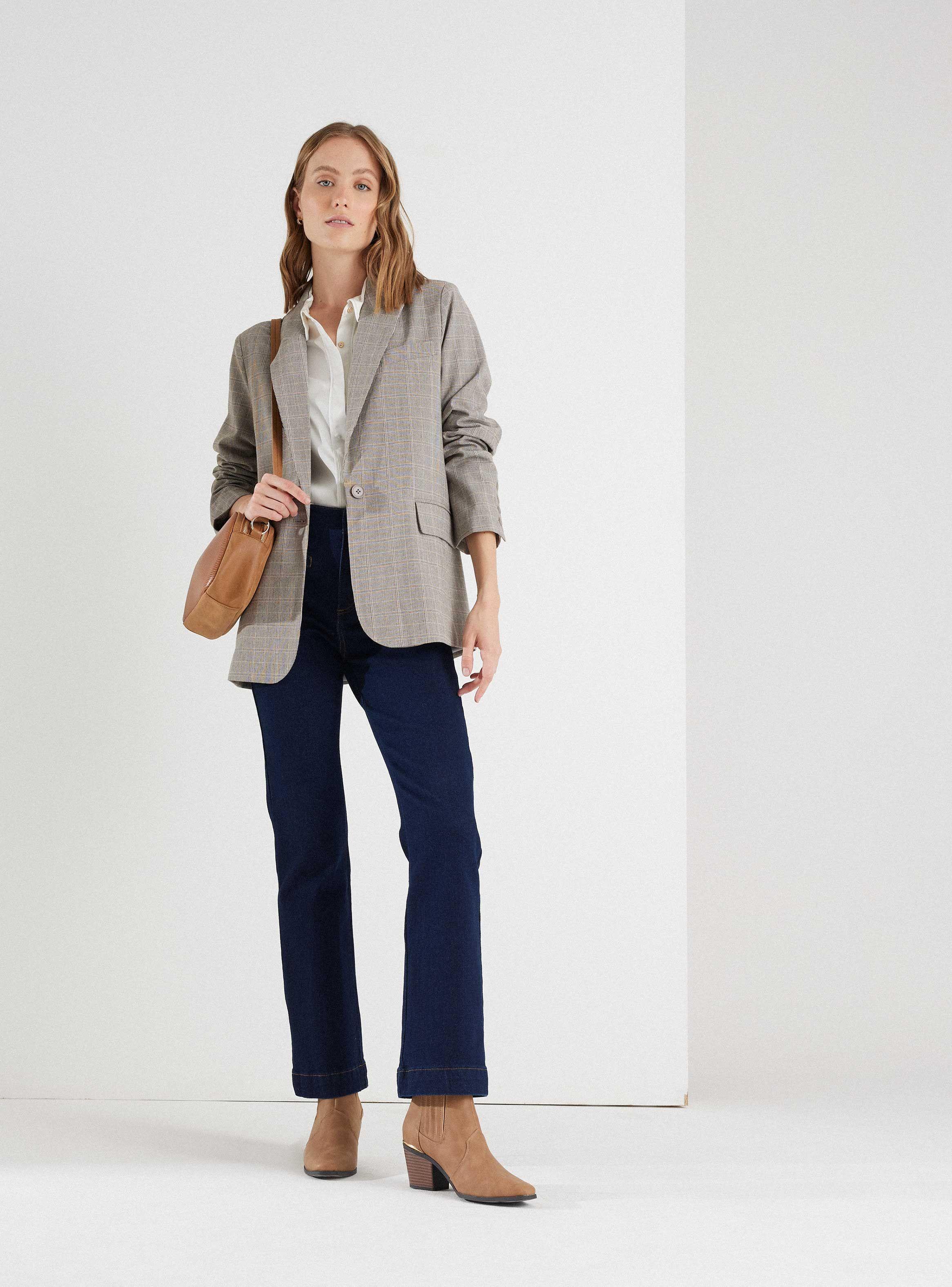 Blazer Cuadrillé Con Line Metalizada-4