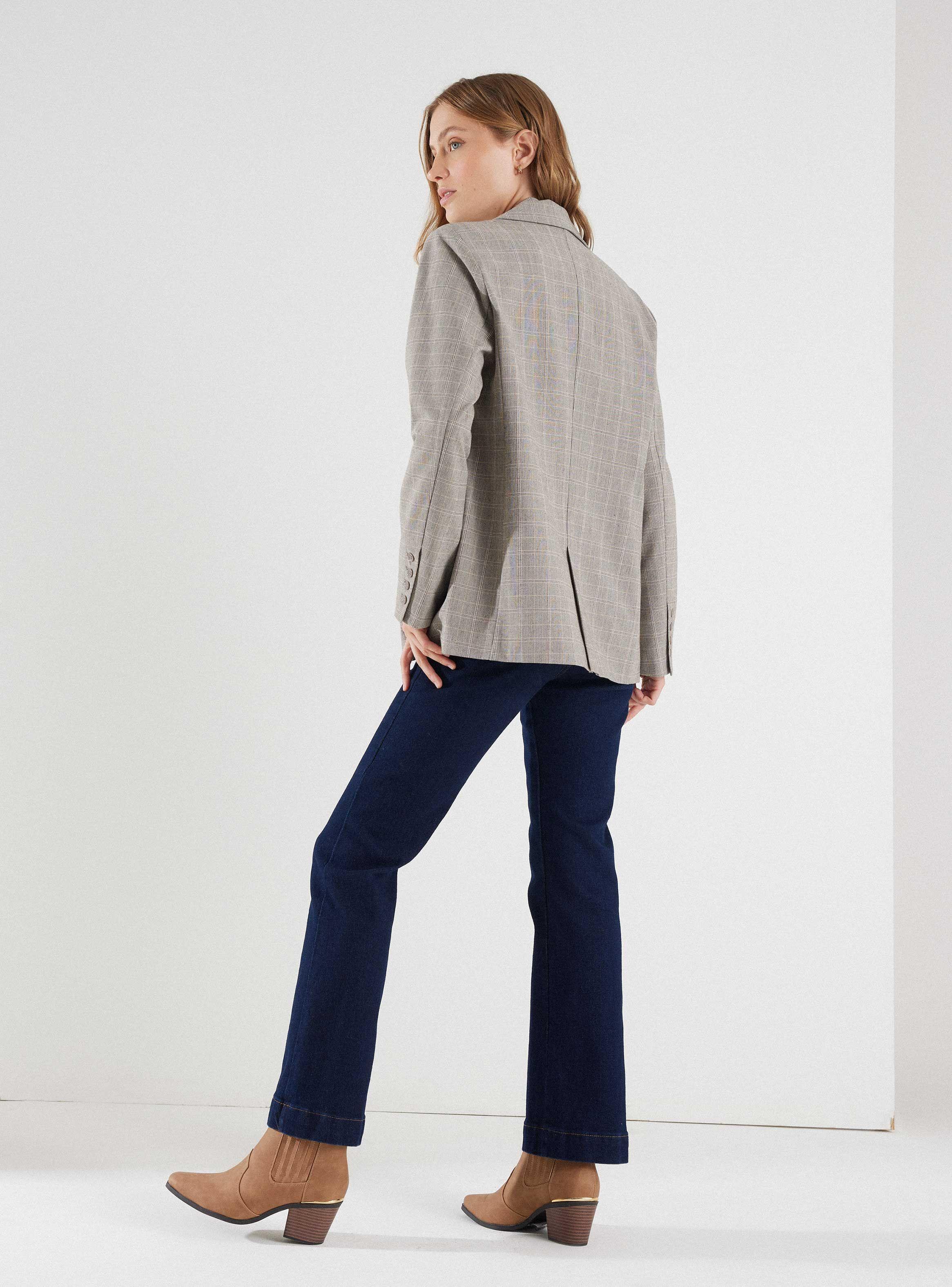 Blazer Cuadrillé Con Line Metalizada-5