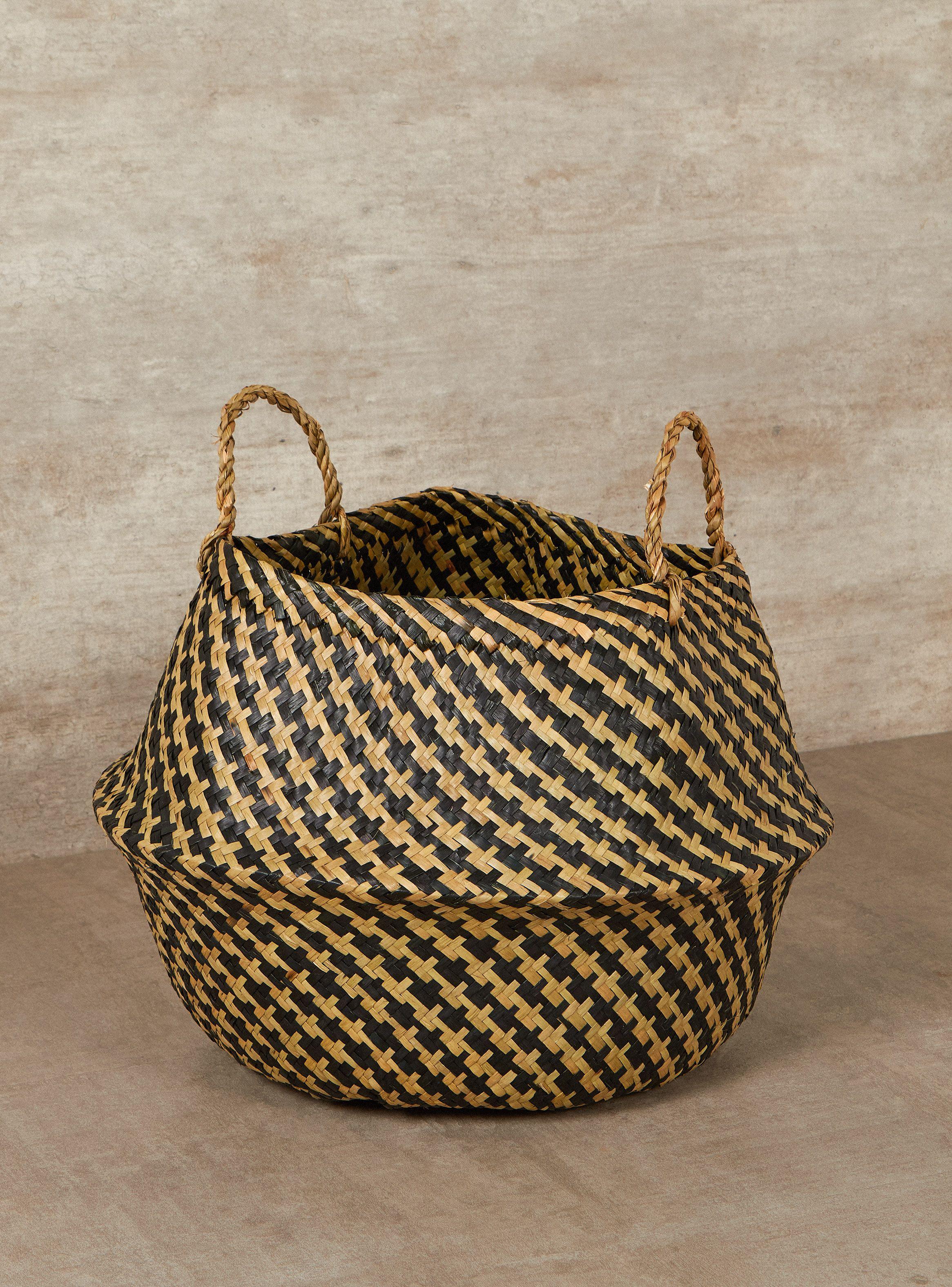 Canasto Rayado Negro 45 x 38 cm-0