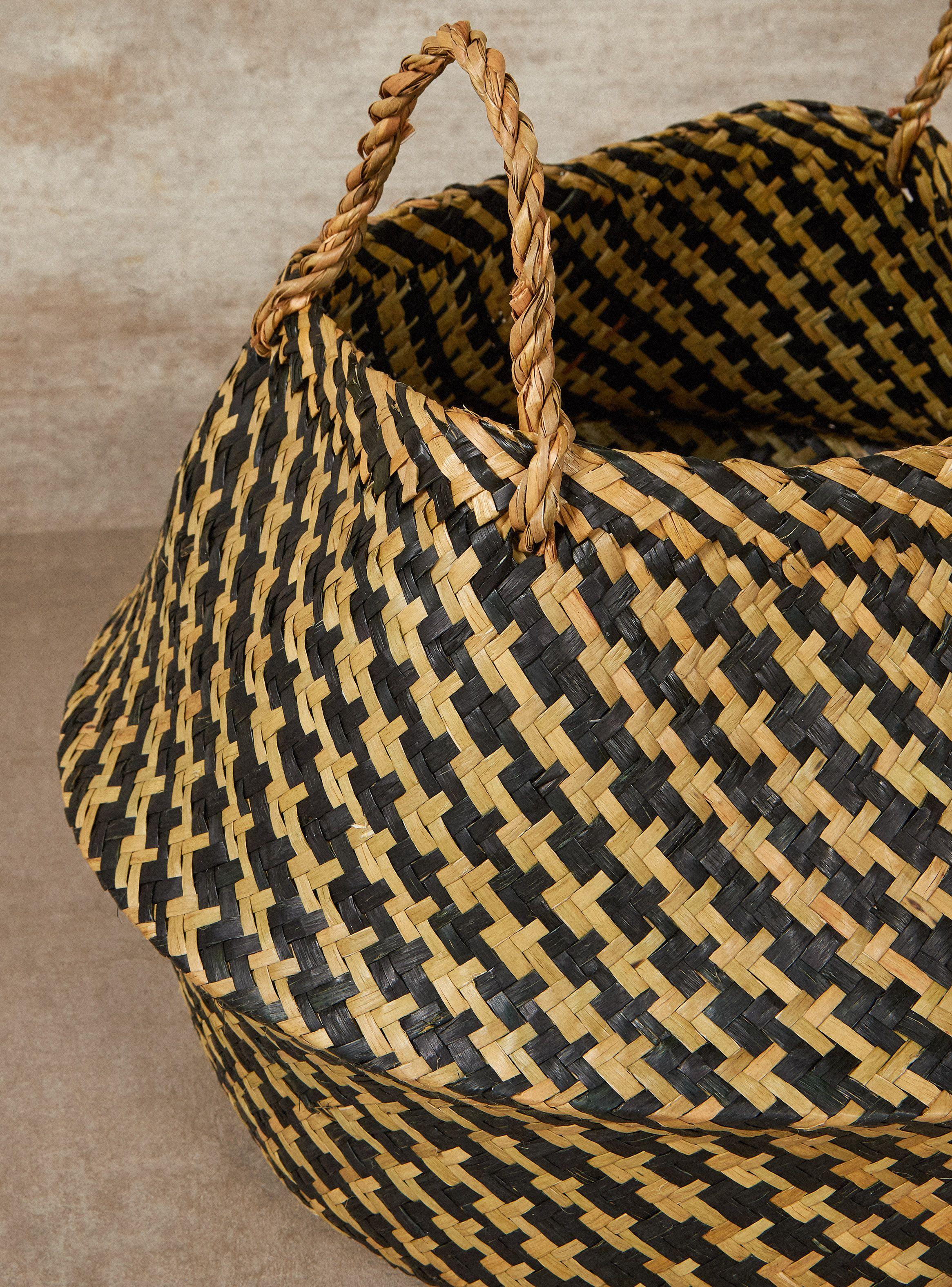 Canasto Rayado Negro 45 x 38 cm-1