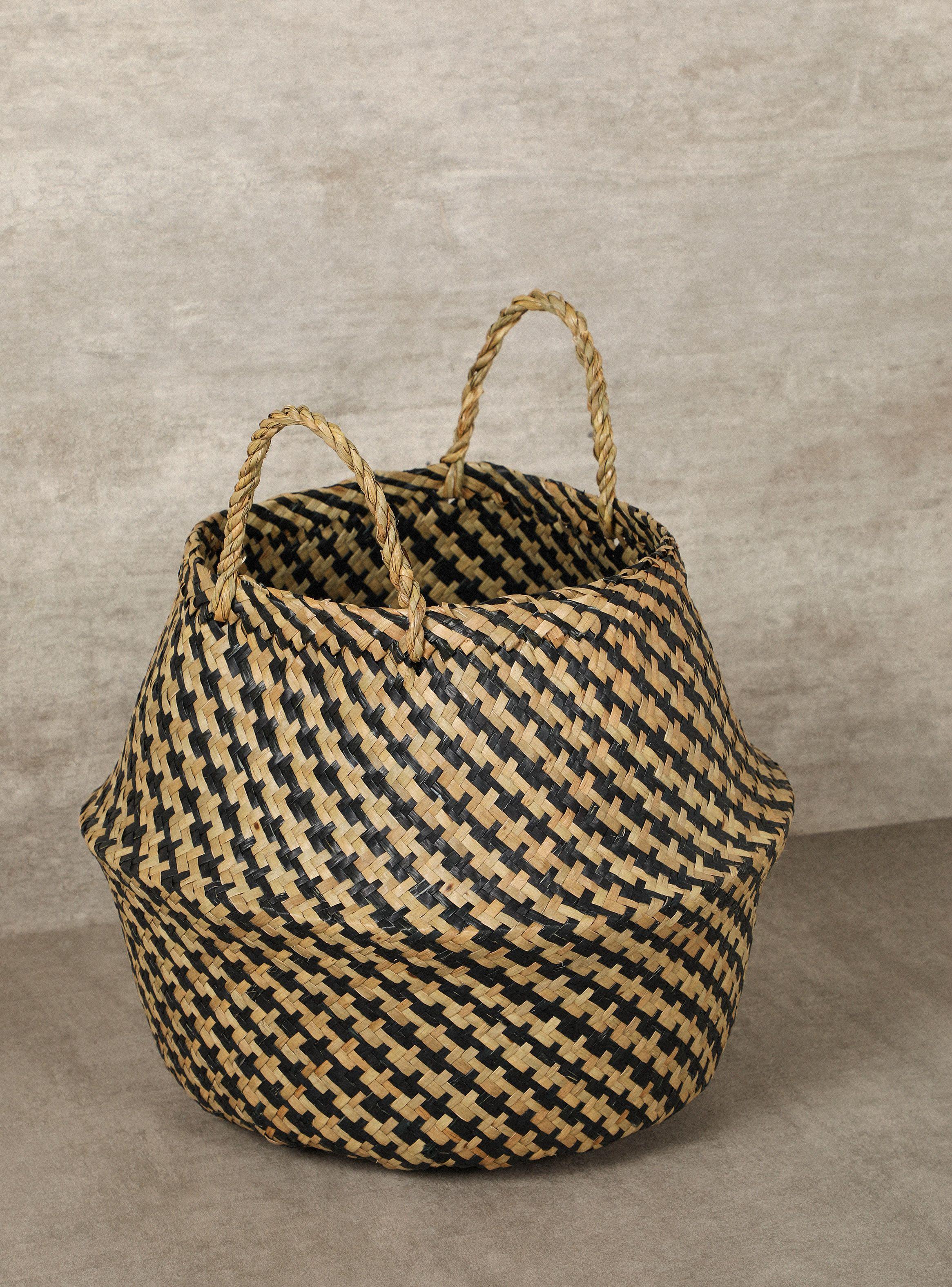 Canasto Rayado Negro 35 x 35 cm-2
