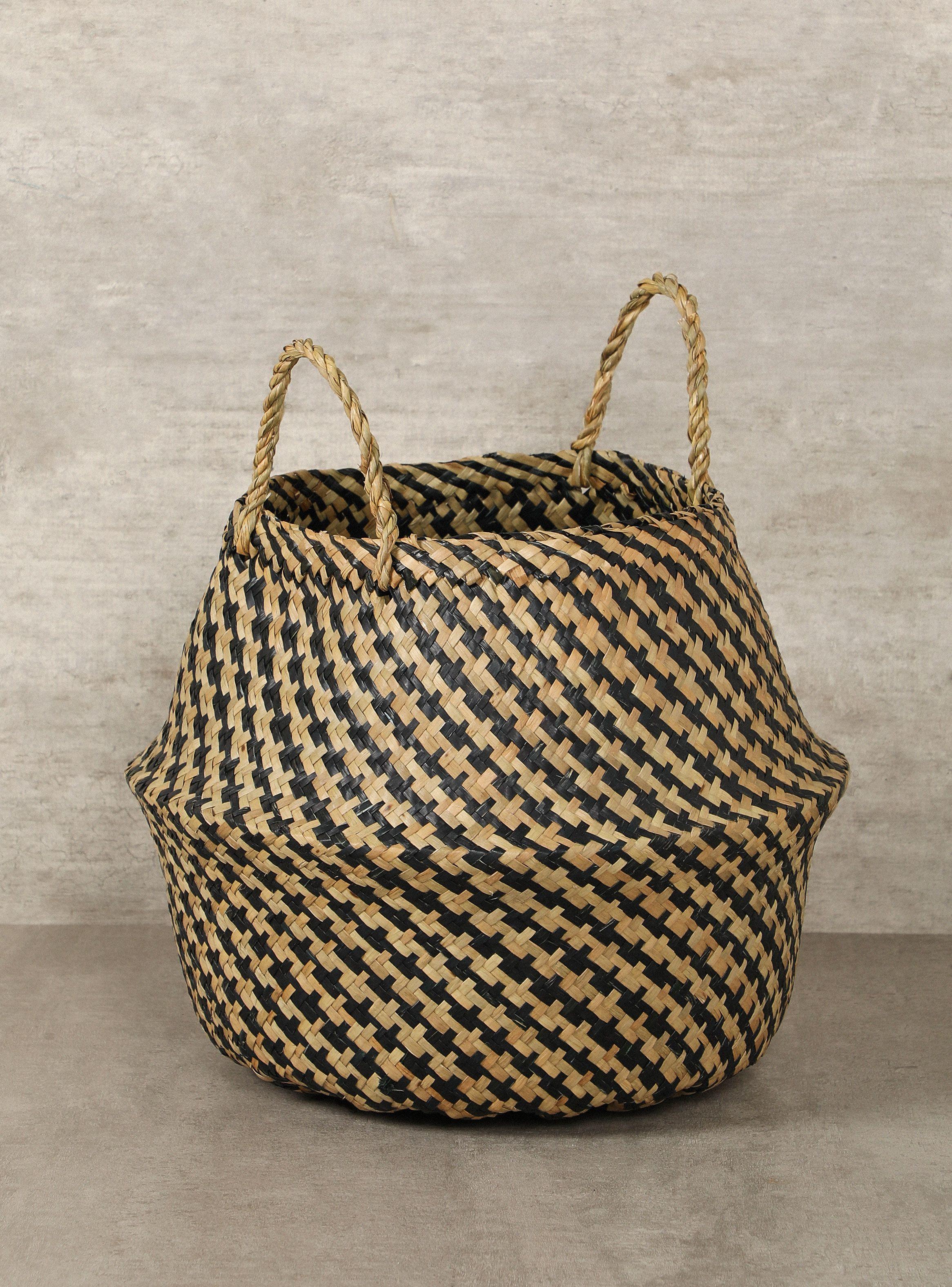 Canasto Rayado Negro 35 x 35 cm-0