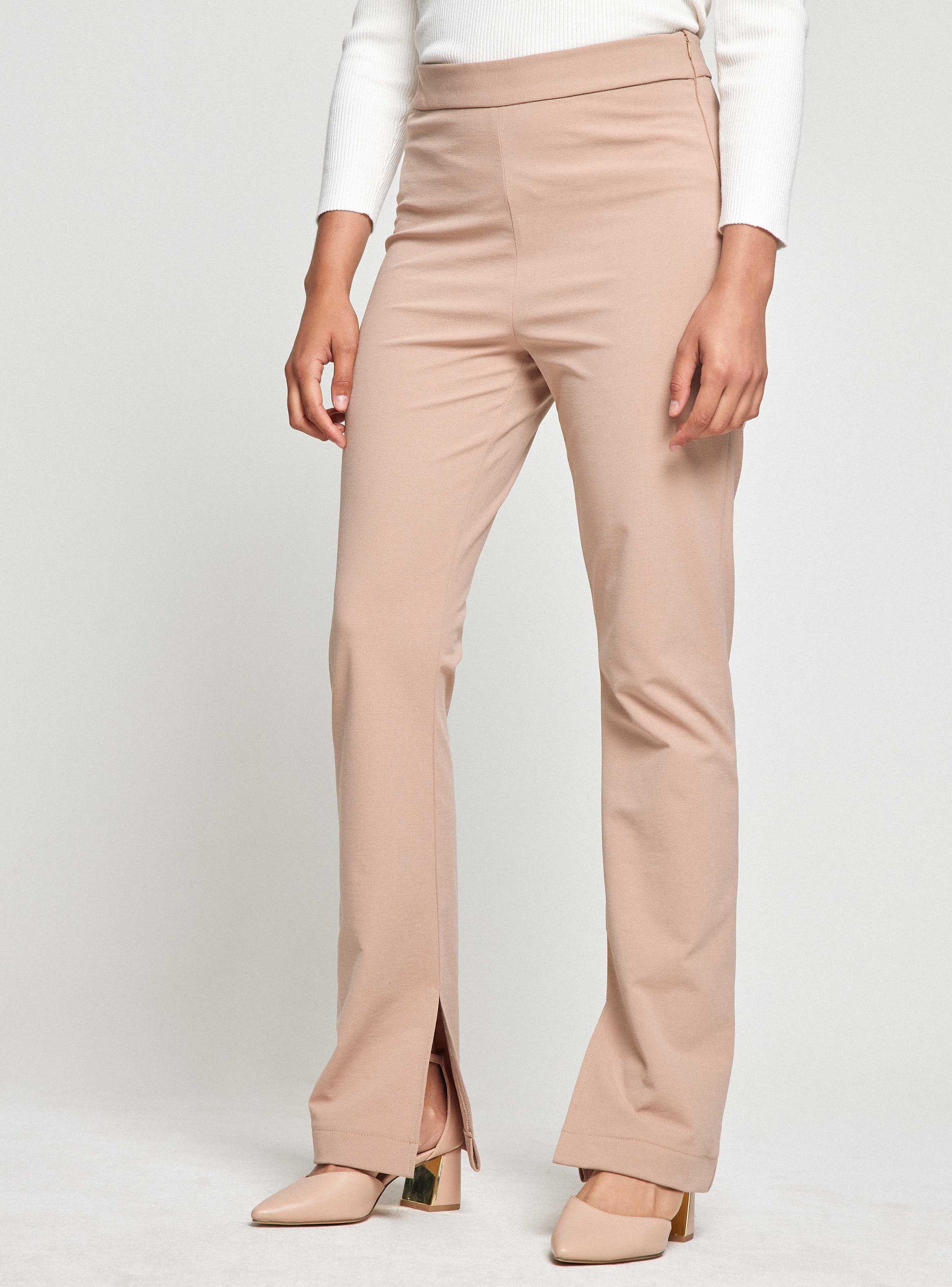 Pantalón Flare Liso Tiro Alto Sólido-0