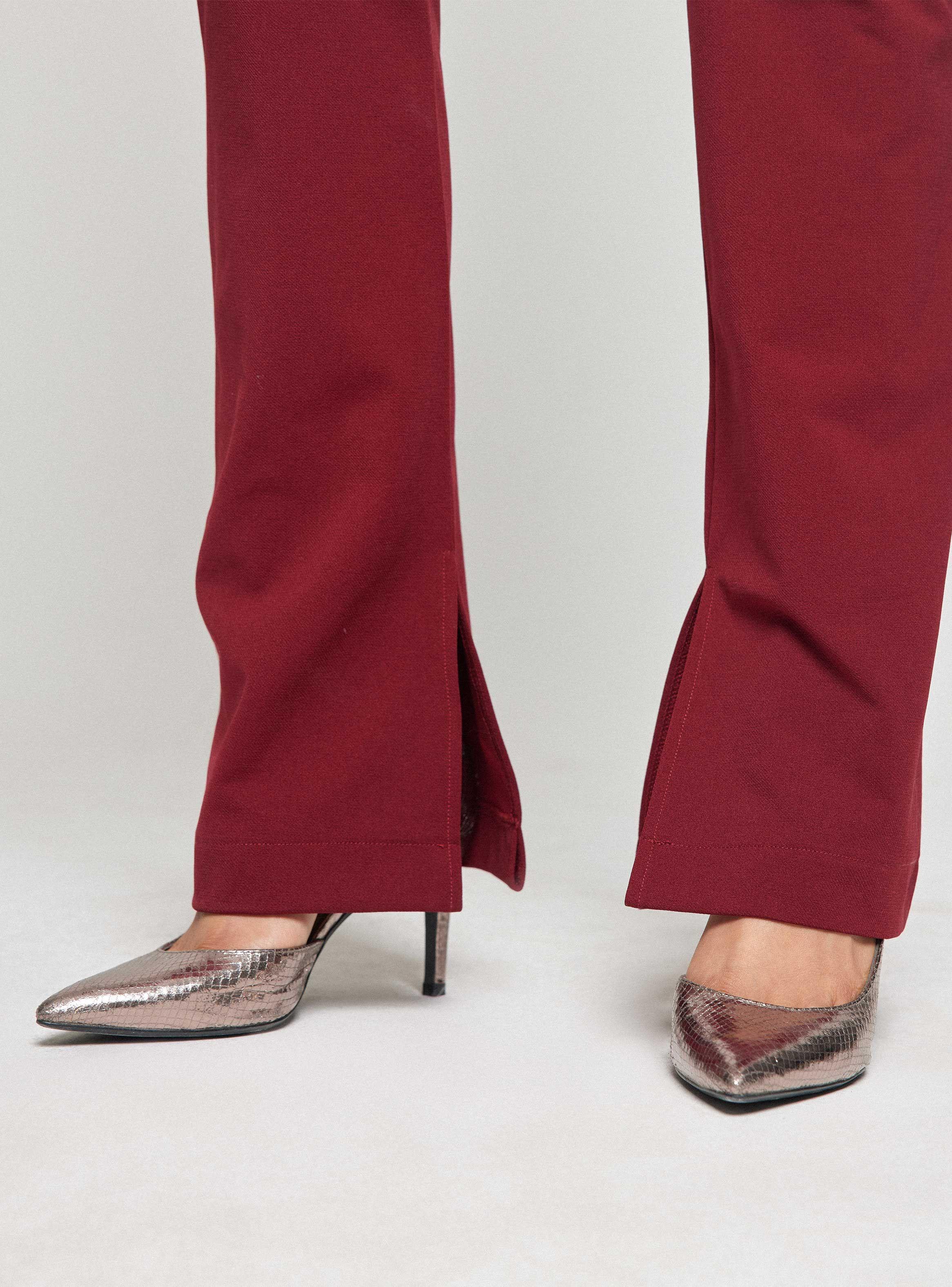 Pantalón Flare Liso Tiro Alto Sólido-2