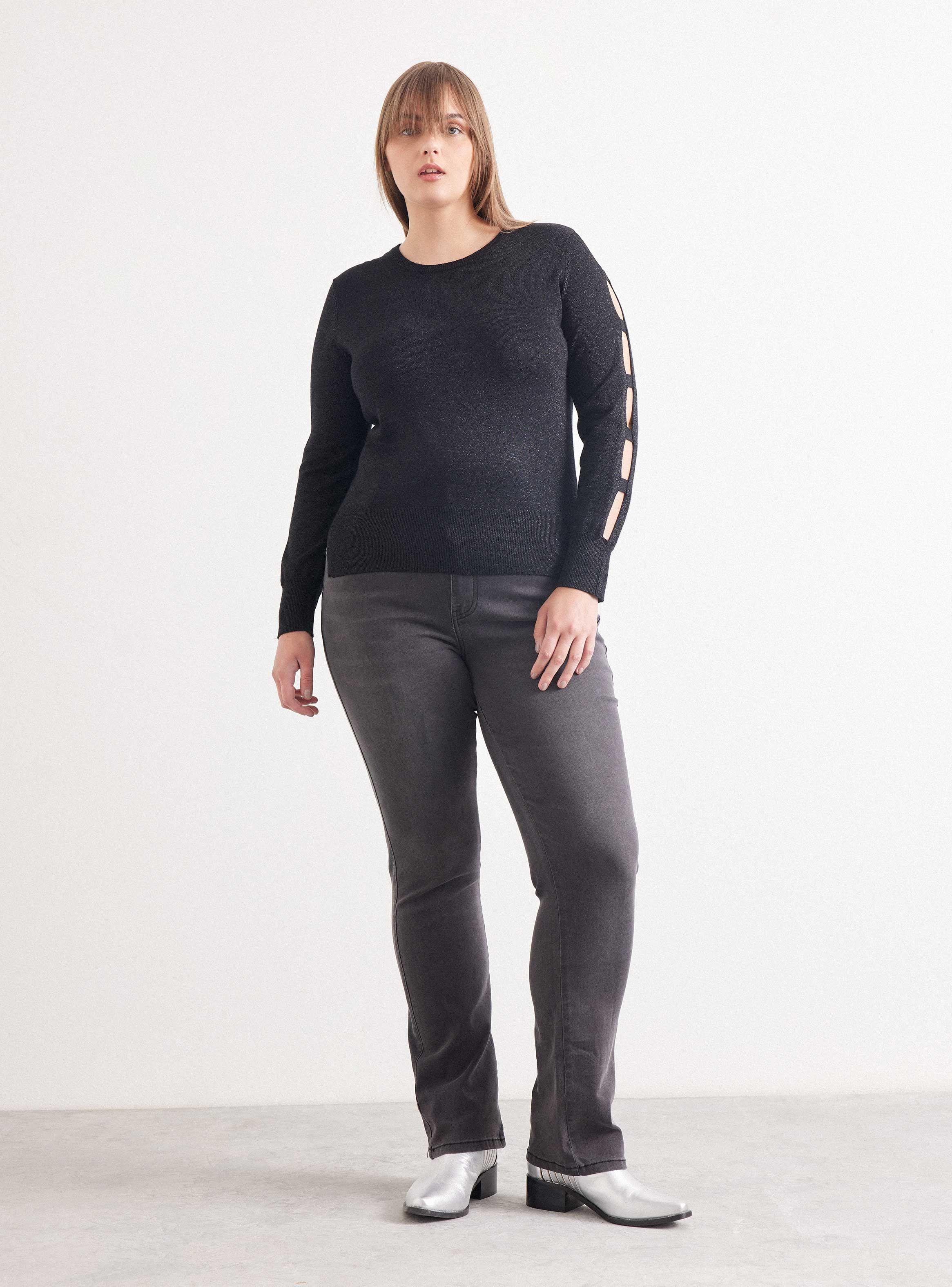 Sweater Cuello Redondo y Abertura En Mangas-4