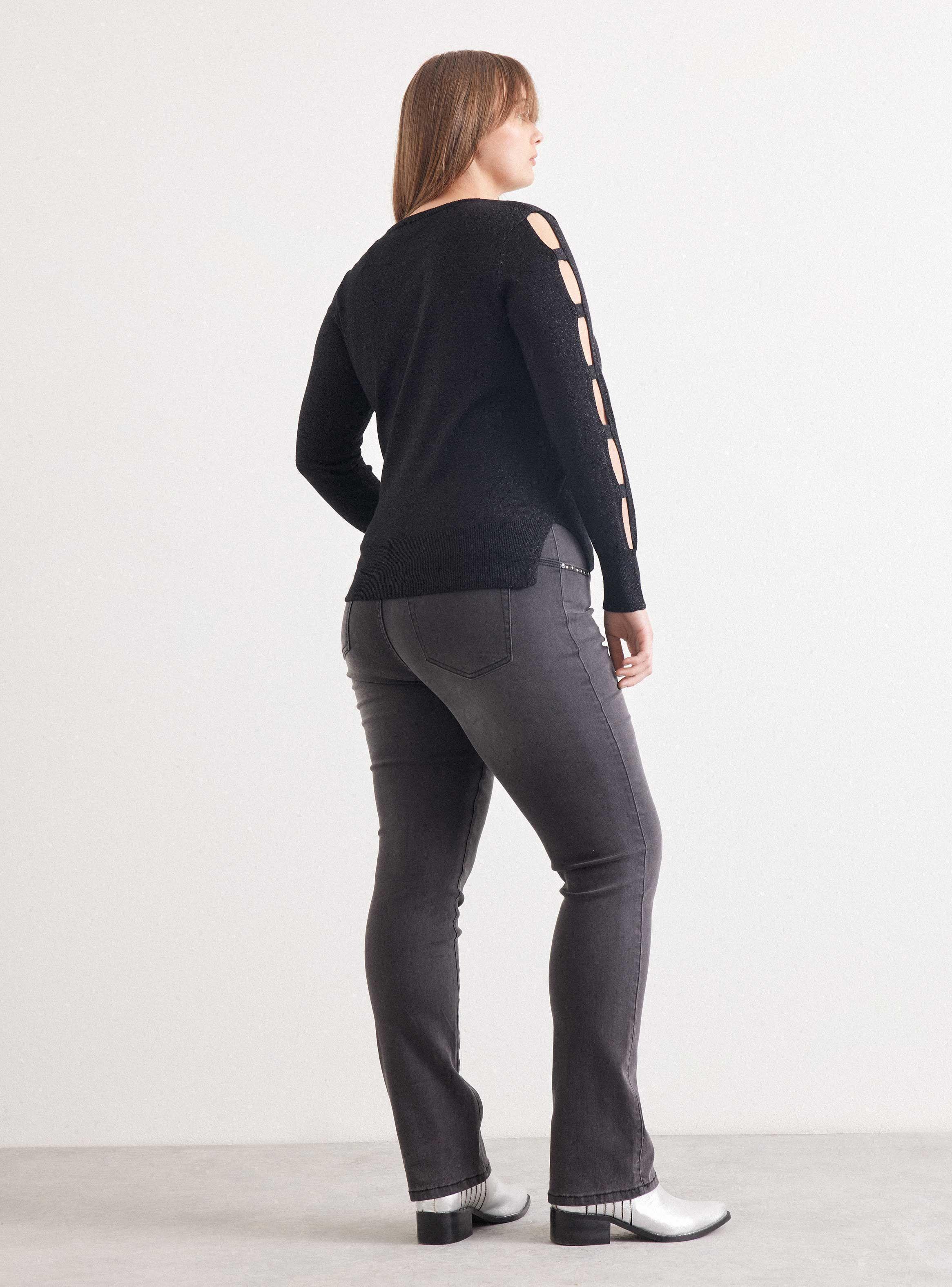 Sweater Cuello Redondo y Abertura En Mangas-5