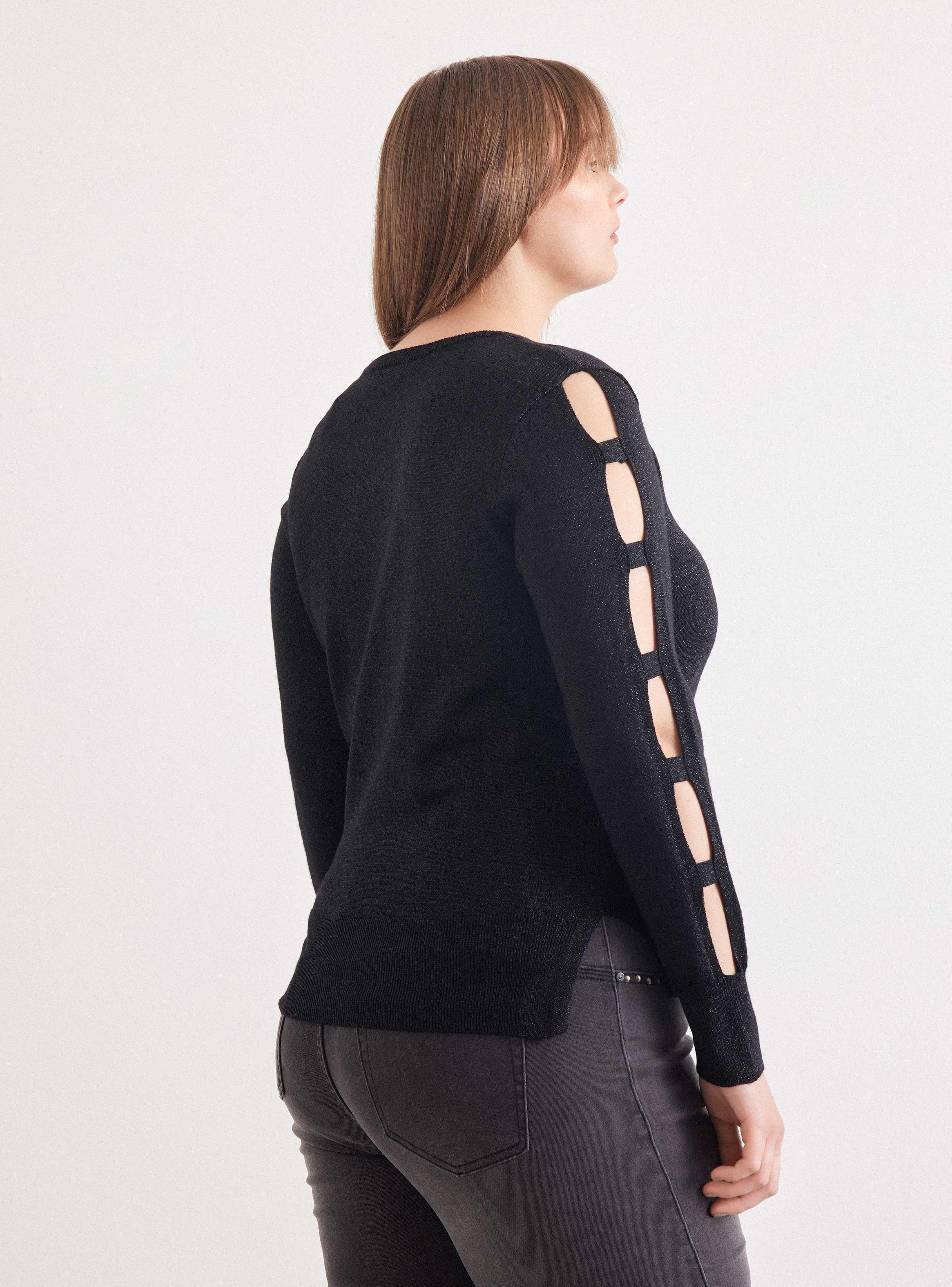 Sweater Cuello Redondo y Abertura En Mangas-1