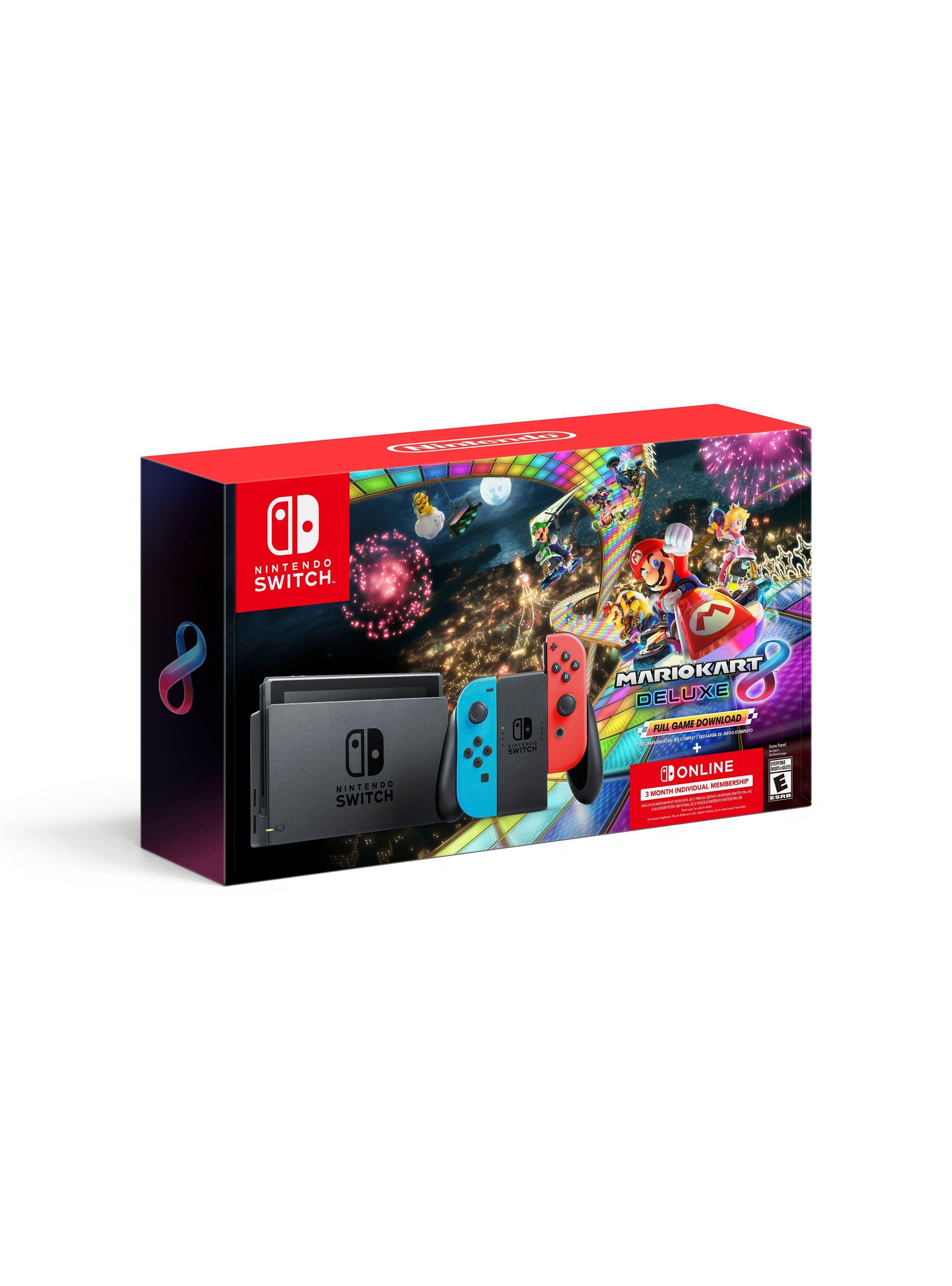 Consola Nintendo Switch Neon Blue & Neon Red Joy-Con + Mario Kart 8 Deluxe + 3 Month Nintendo Switch Online Individual Membership-0