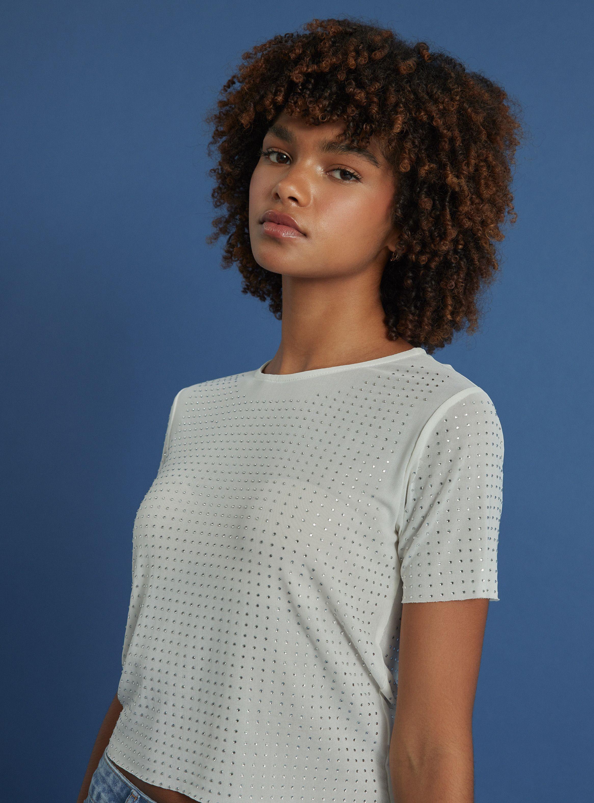 Polera Malla Manga Corta Con Strass-2
