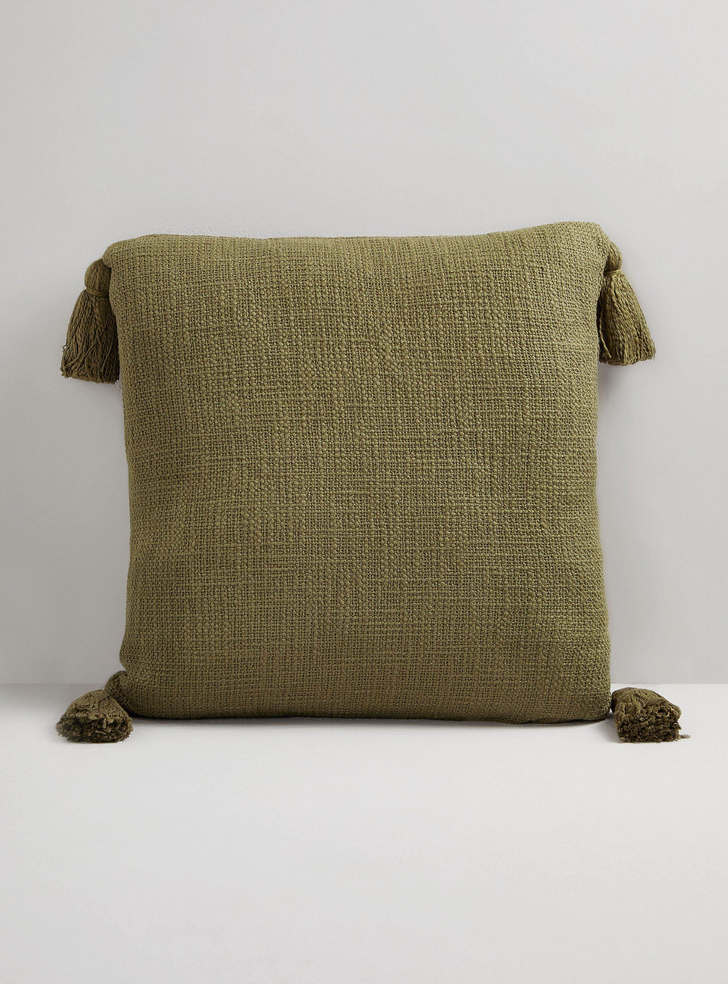 Cojín Pompón Flecos Algodón 45 x 45 cm-1