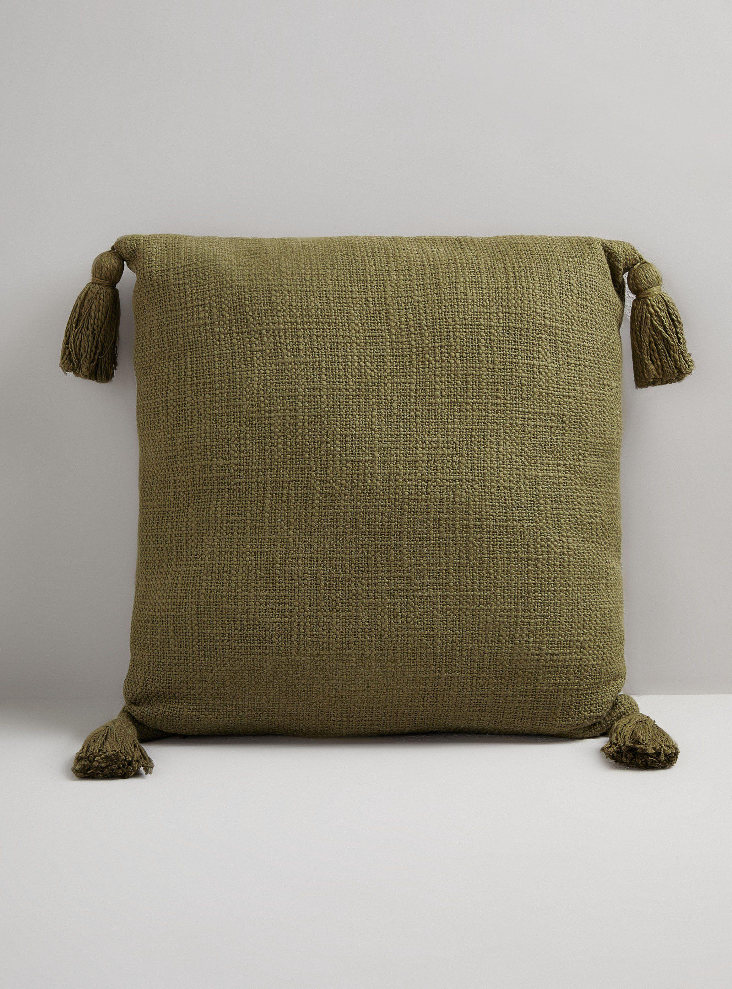 Cojín Pompón Flecos Algodón 45 x 45 cm-0